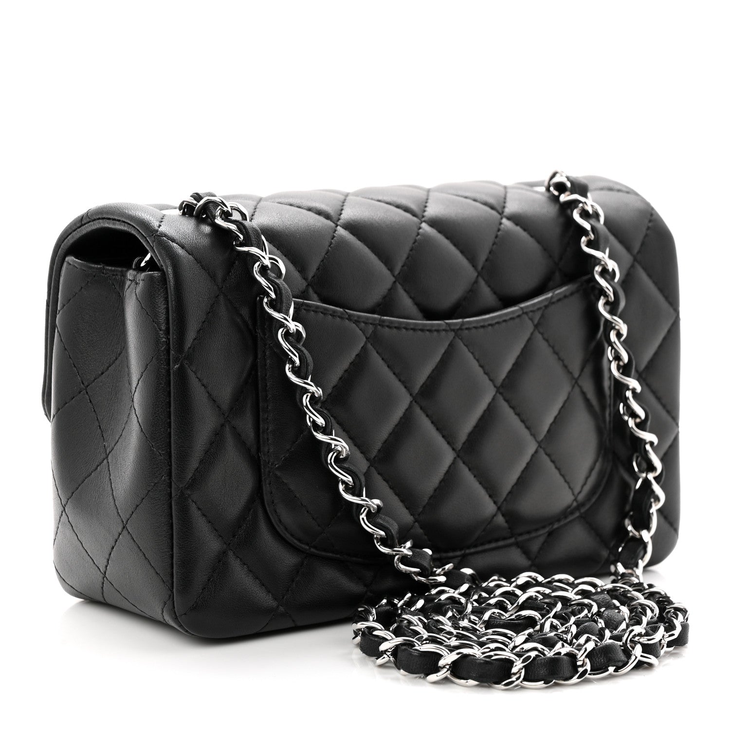 Lambskin Quilted Mini Rectangular Flap Black