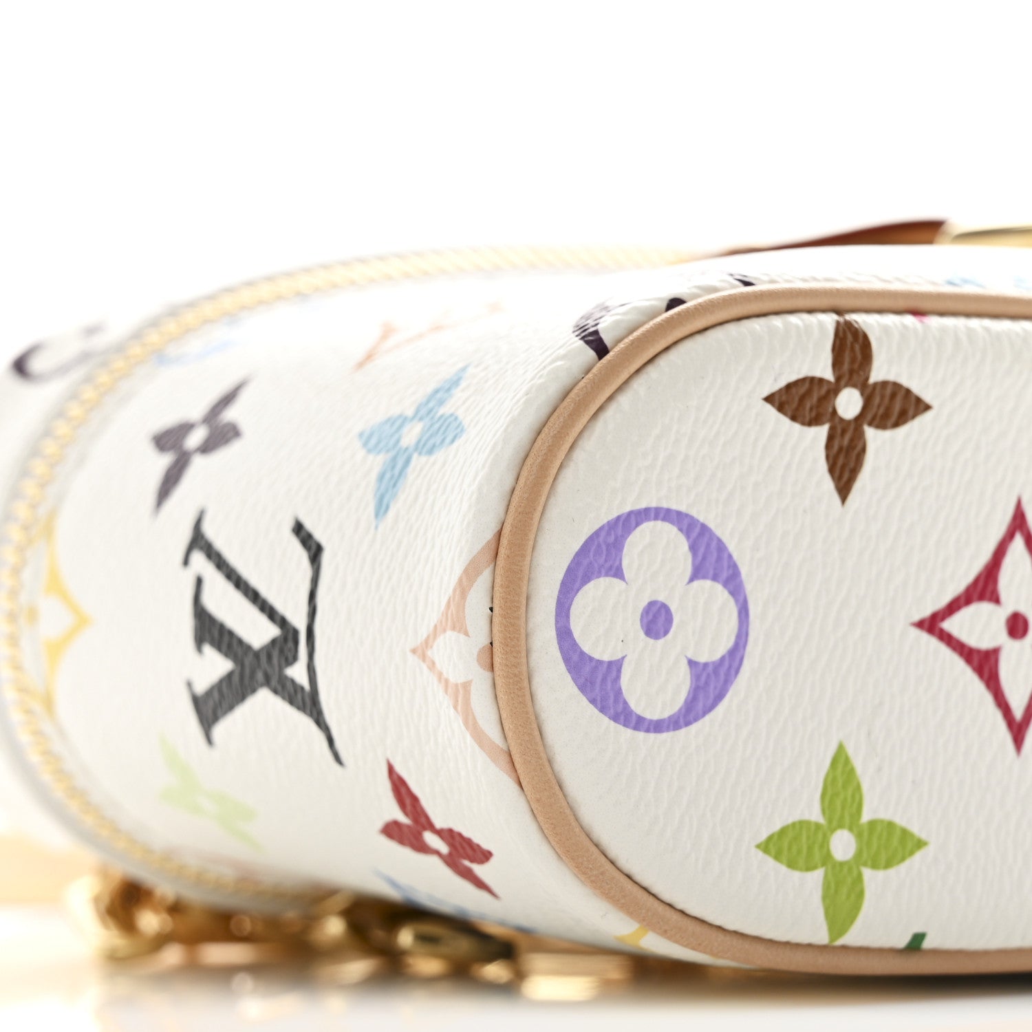 LV x TM Monogram Multicolor Vanity Chain Pouch White