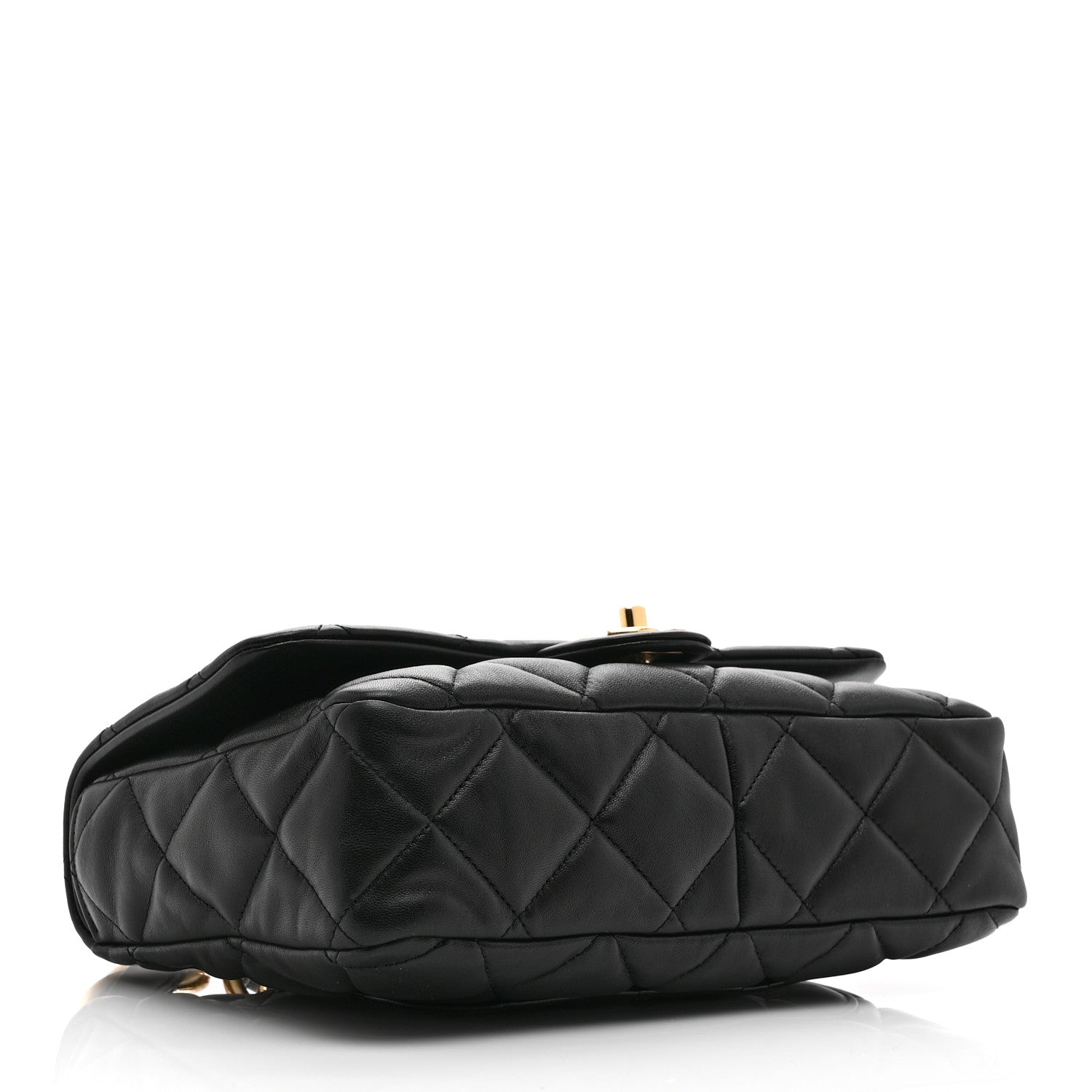 Lambskin Quilted Large CC Funky Town Flap Black