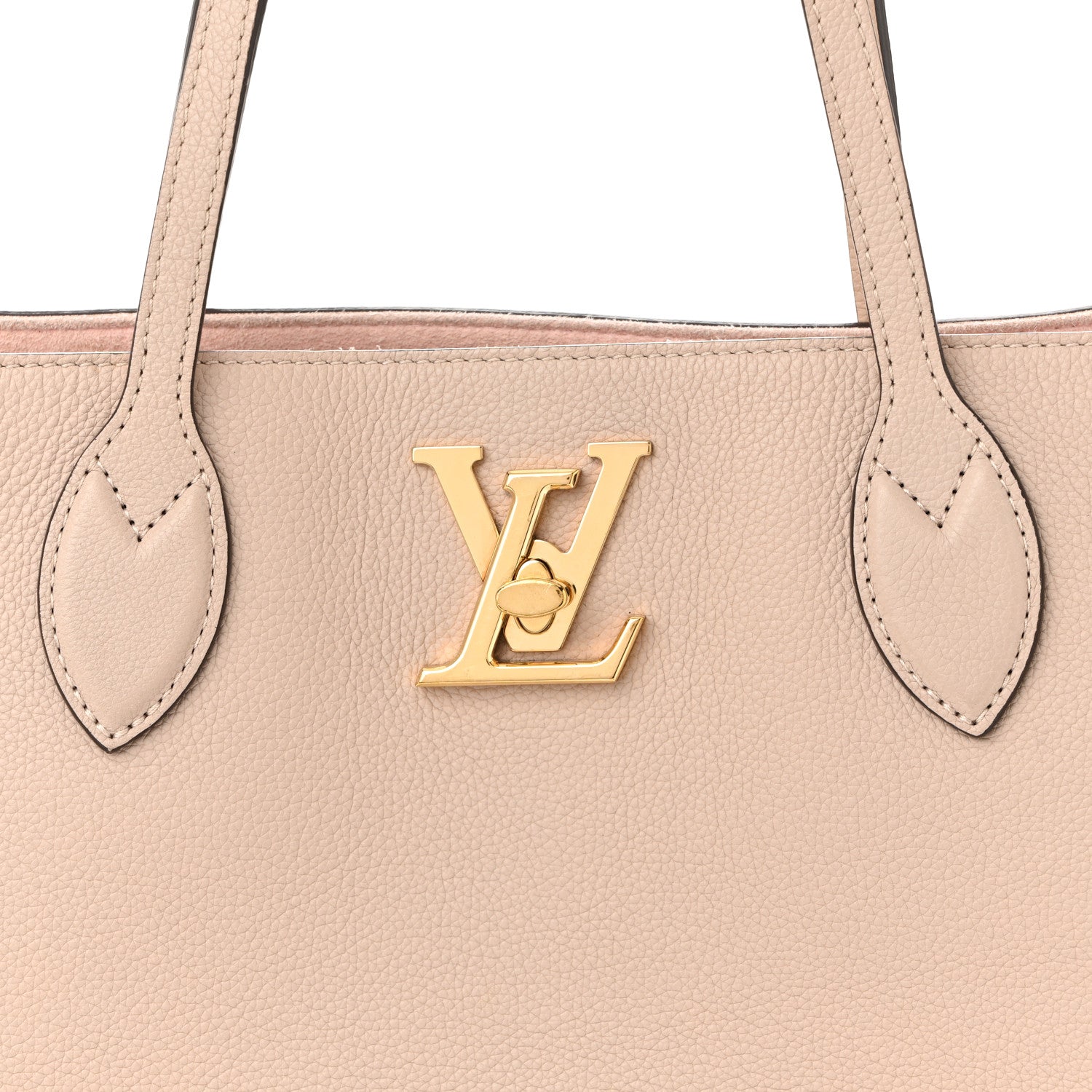 Grained Calfskin Lockme Shopper Greige