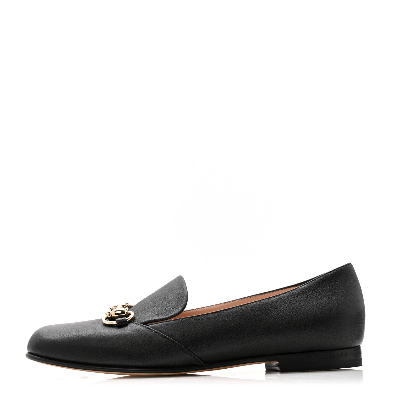 Calfskin Womens Horsebit Loafers 35.5 Black
