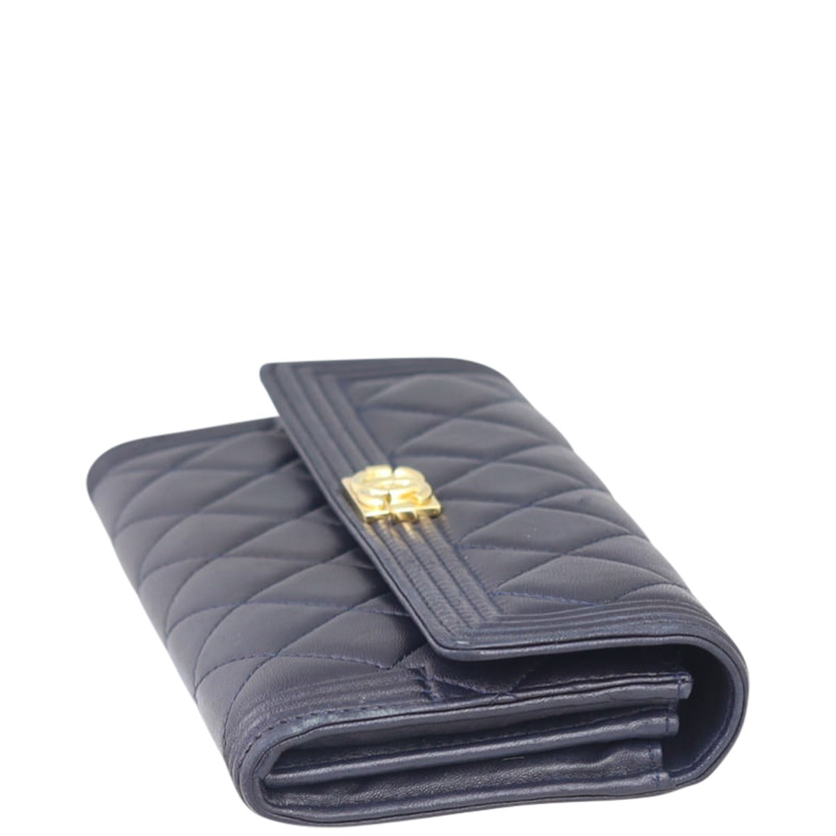 Chanel Boy Long Flap Wallet | Dark Midnight Blue