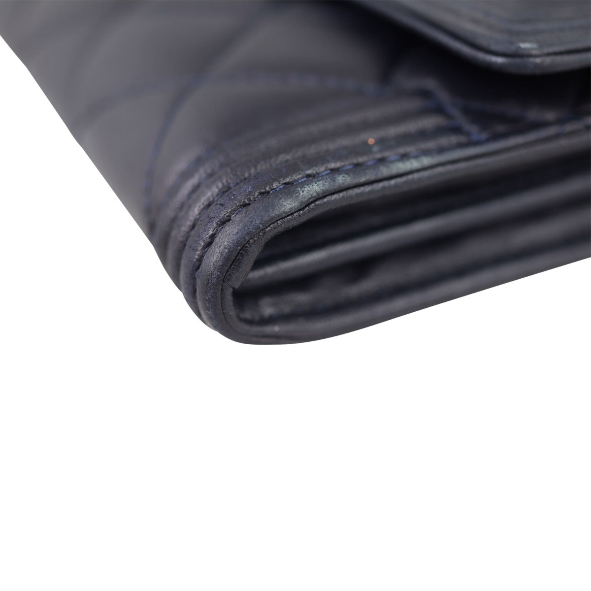 Chanel Boy Long Flap Wallet | Dark Midnight Blue