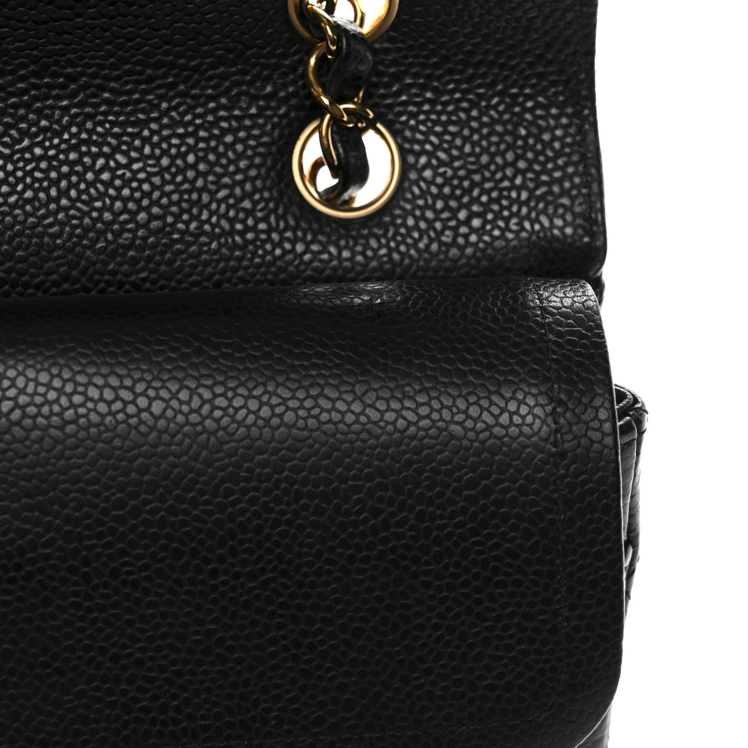 Caviar Quilted Medium Double Flap Black