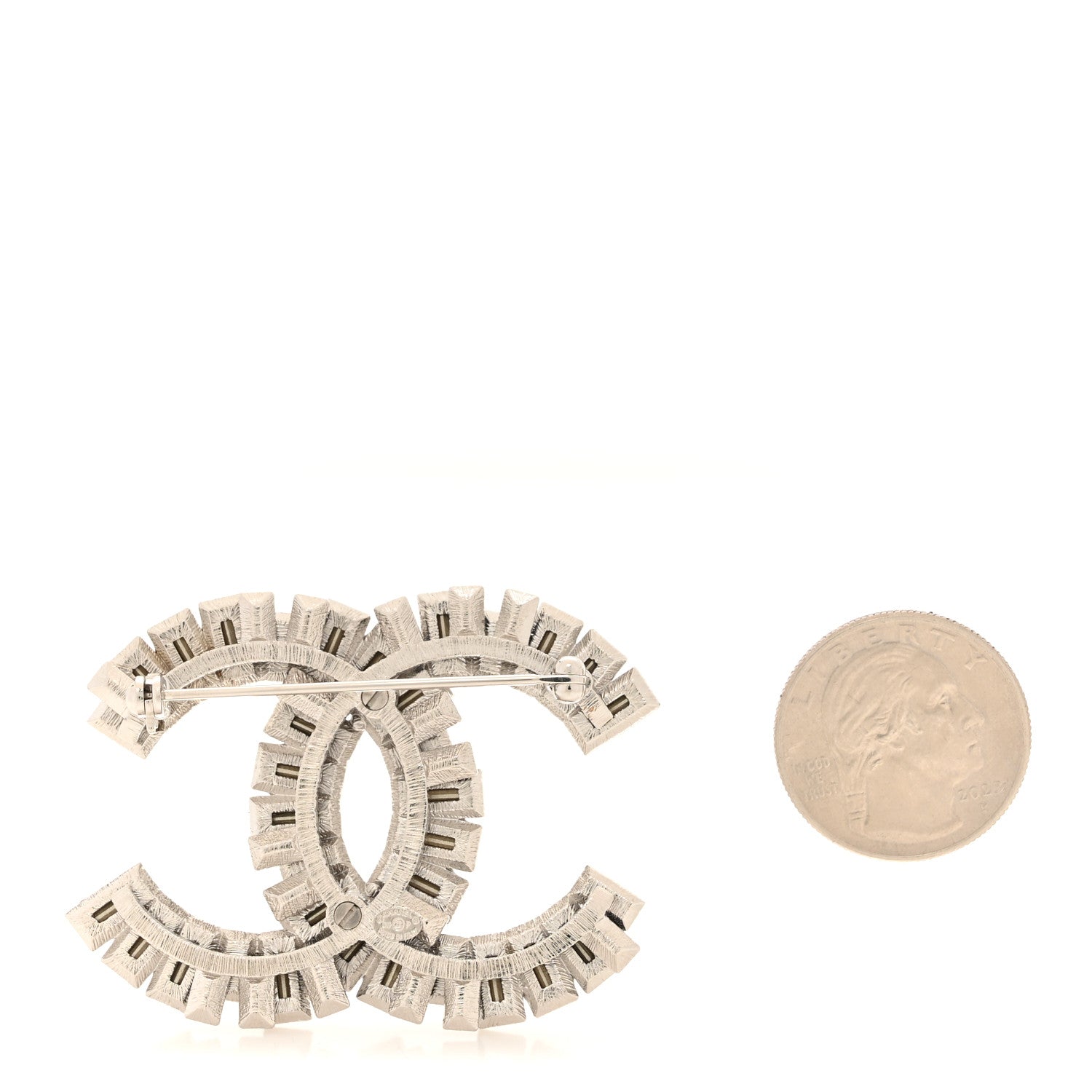 Baguette Crystal CC Brooch Silver Black