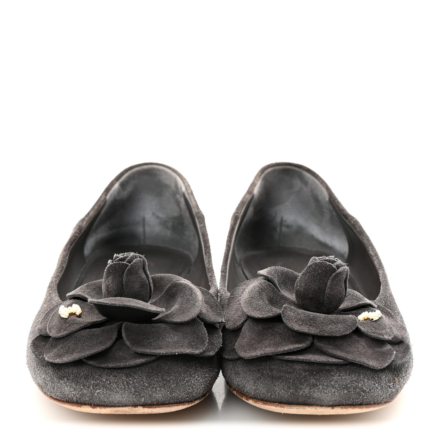 Suede Camellia CC Ballerina Flats 40 Grey