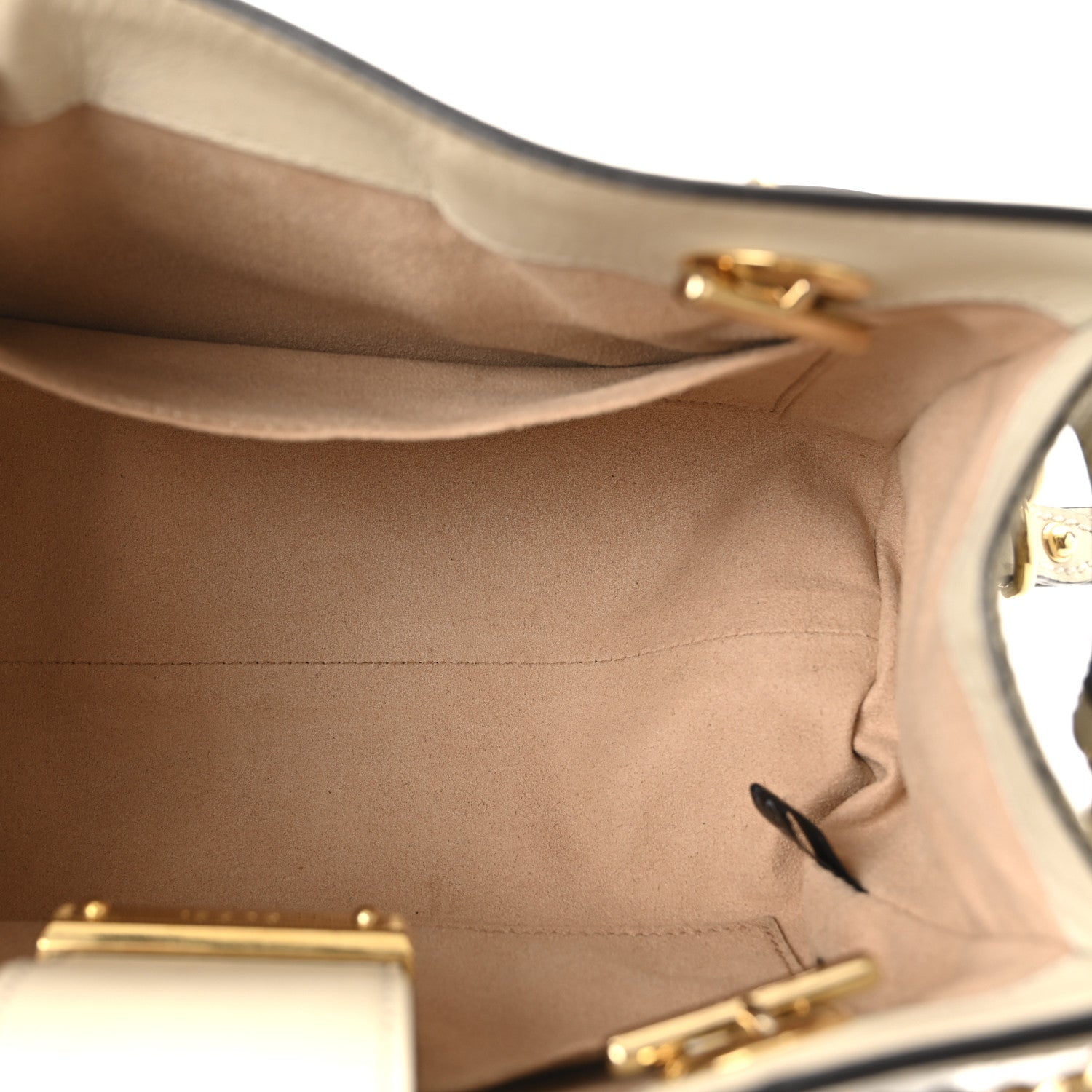 GG Supreme Monogram Moon Calfskin Small Padlock Tote Beige Ebony Mystic White