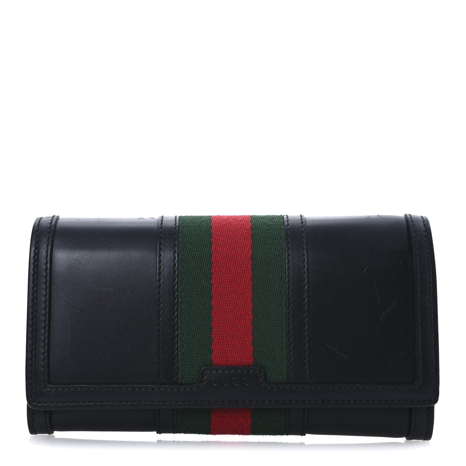 Calfskin Web Continental Wallet Black