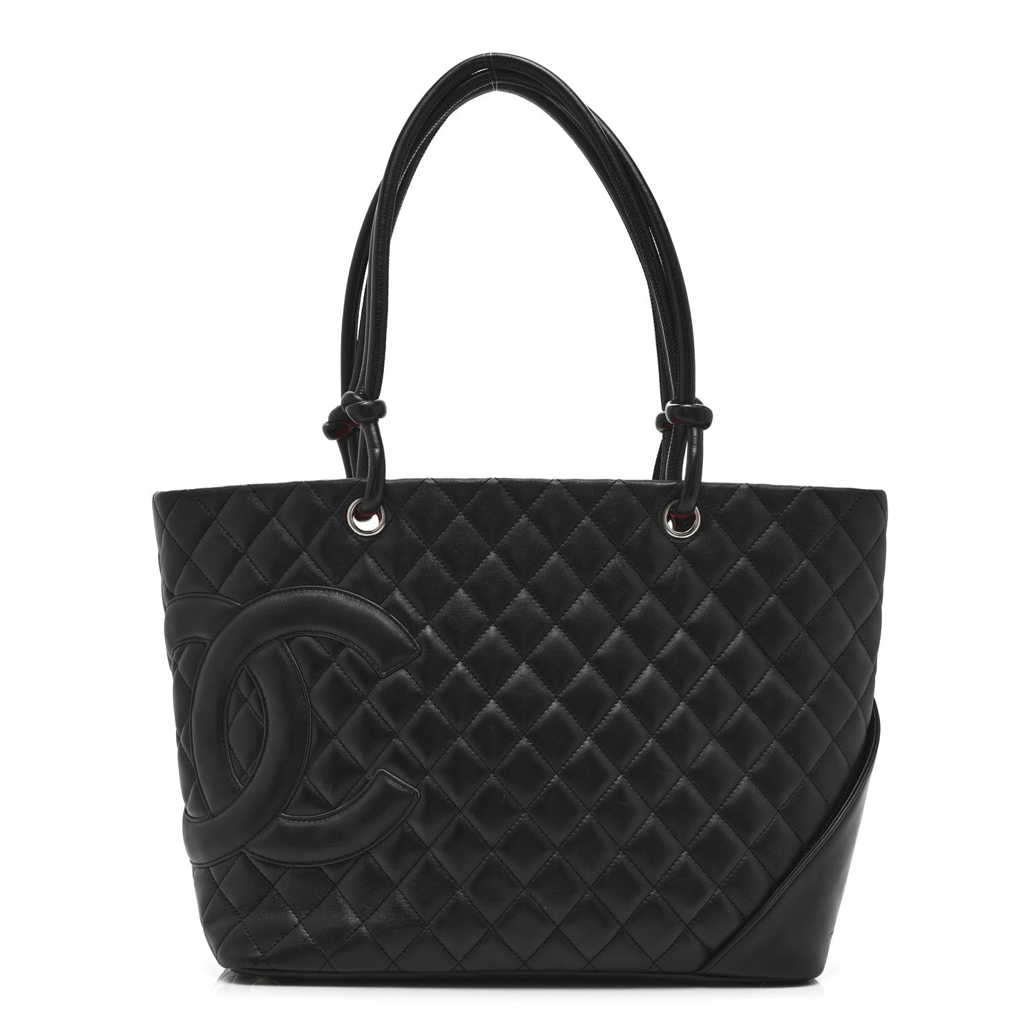 Calfskin Quilted Large Cambon Tote Black