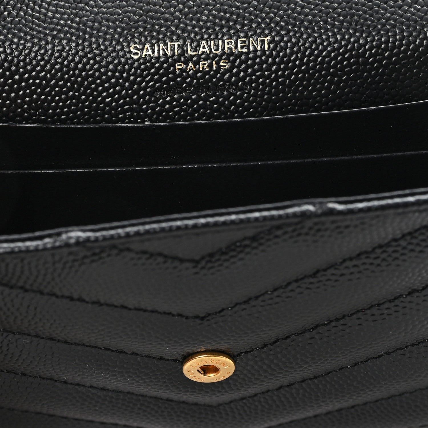 Grain De Poudre Matelasse Chevron Small Monogram Envelope Wallet Black