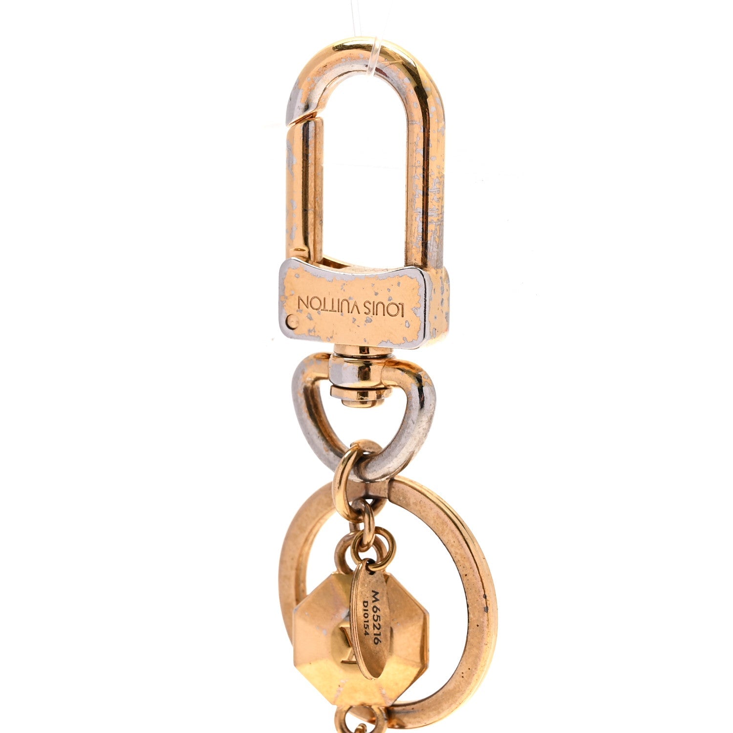Metal LV Facettes Bag Charm Key Holder Gold