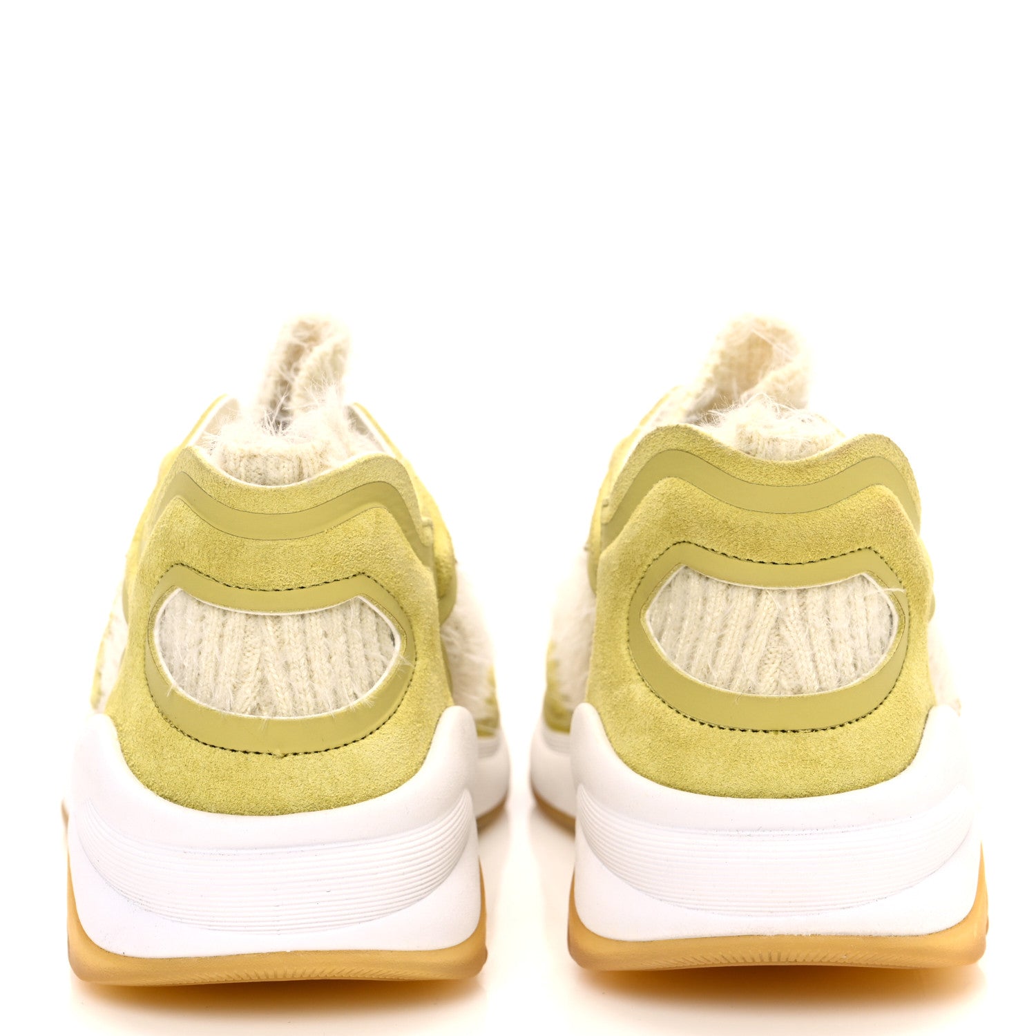 Suede Calfskin Stretch Fabric CC Sneakers 35 Yellow