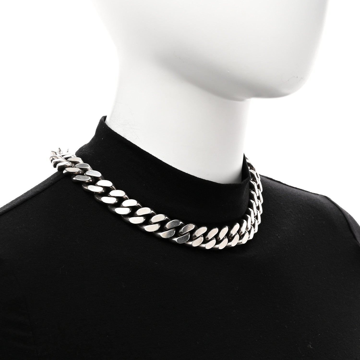 Metal Curb Chain Necklace Oxidized Silver