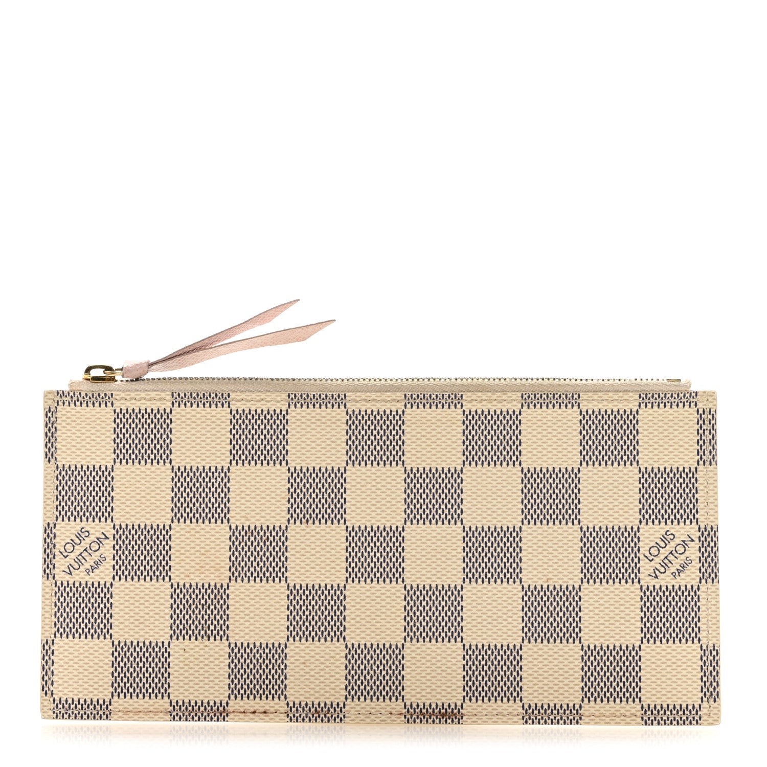 Damier Azur Felicie Chain Wallet Zippered Insert Rose Ballerine
