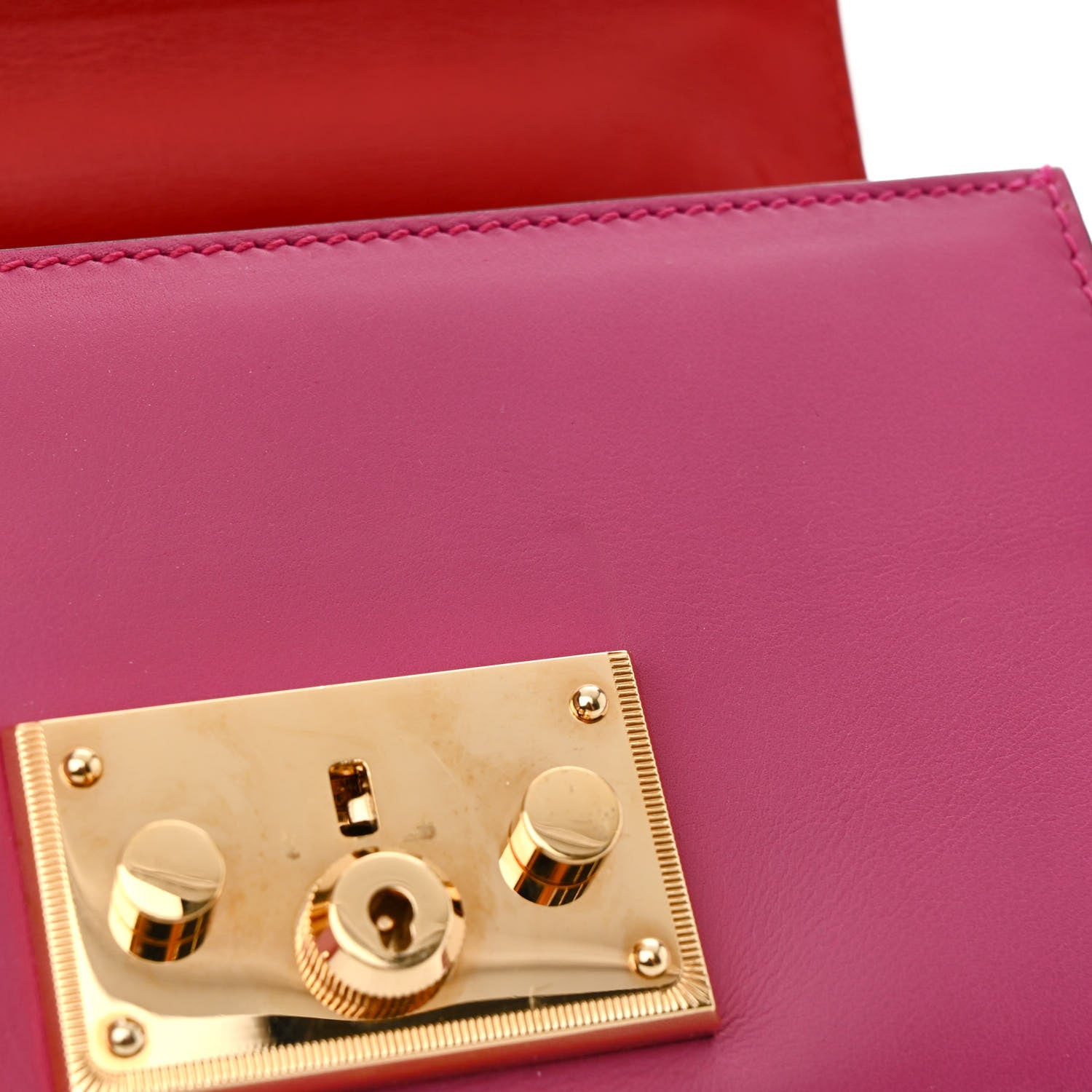Calfskin Small Padlock Shoulder Bag New Rosette Hibiscus Red