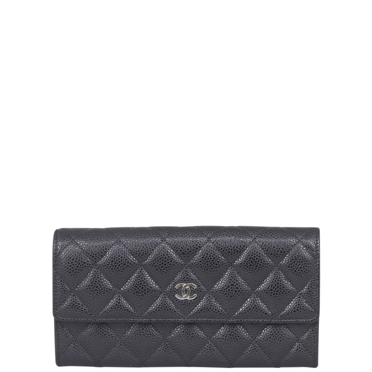 Chanel Classic Flap Long Wallet | Caviar Silver Hardware