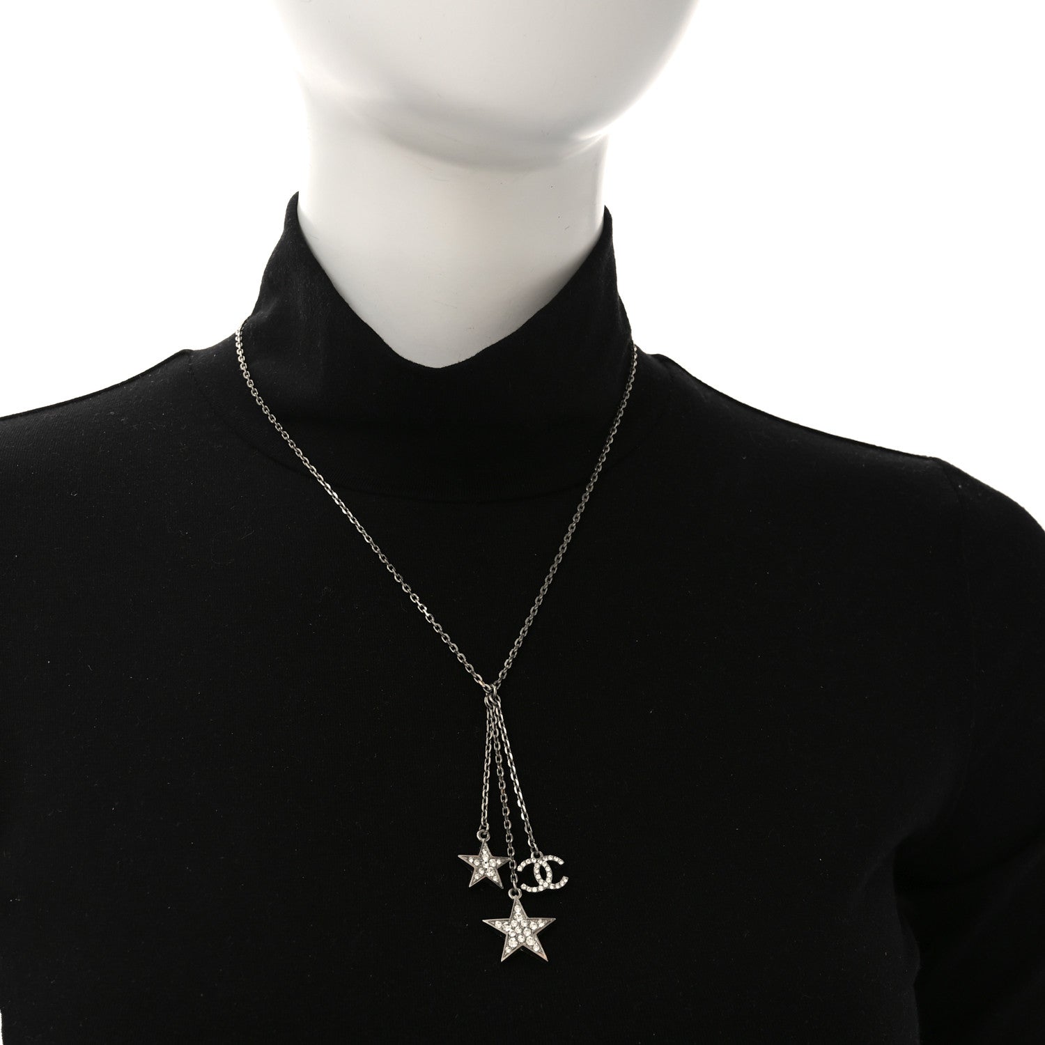 Crystal Star CC Pendant Necklace Silver Gold