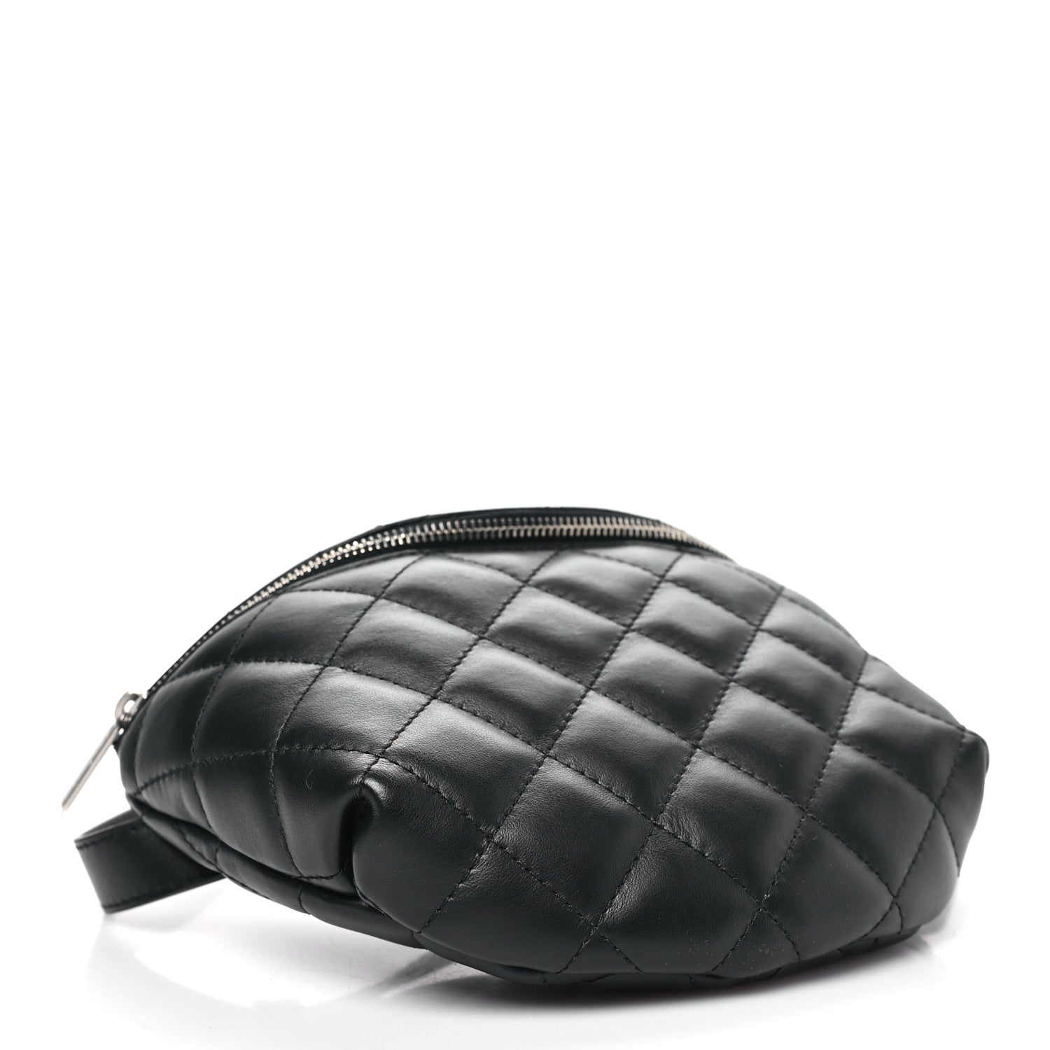 Calfskin Quilted Waist Belt Bag Black