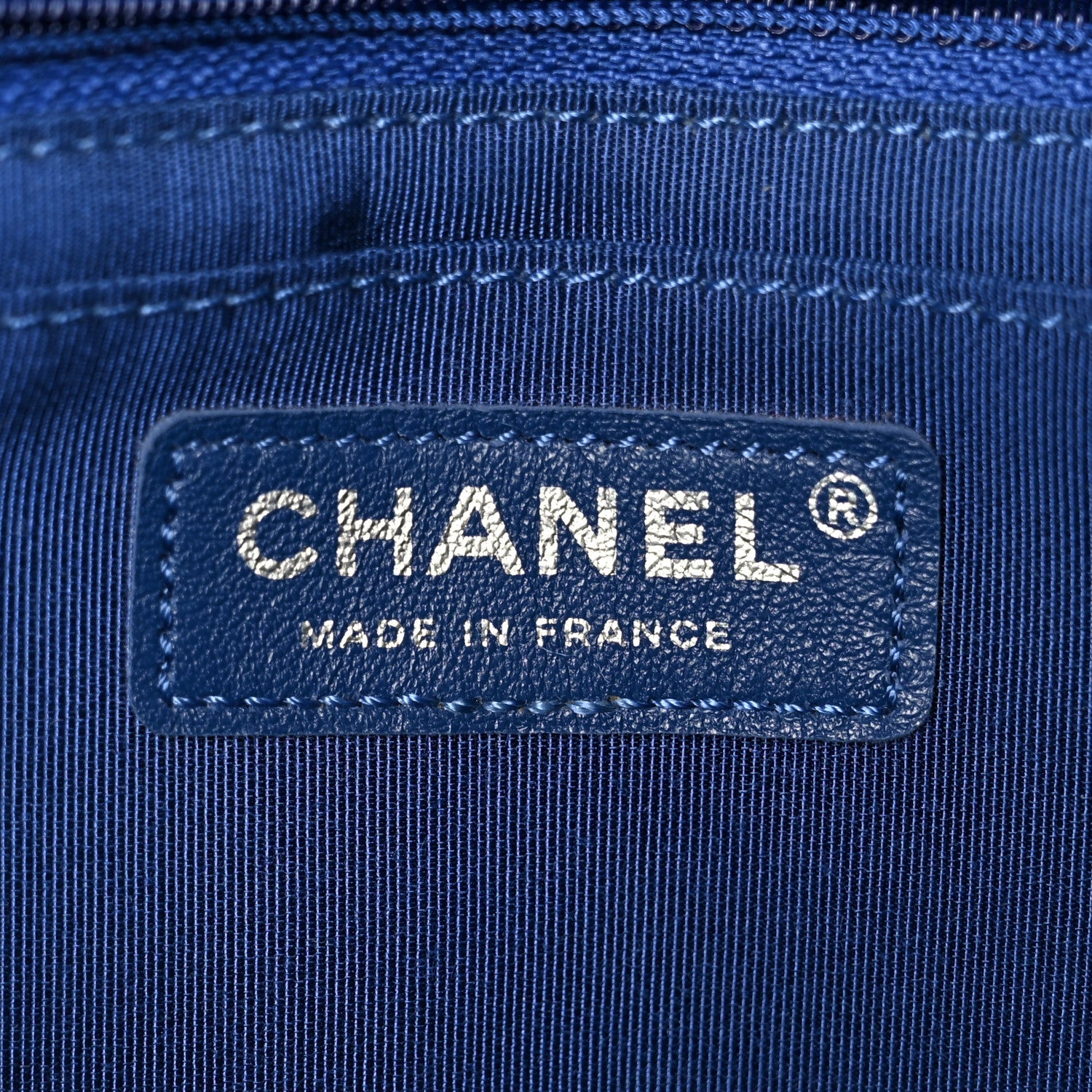 Caviar Chevron Quilted Single Flap Blue