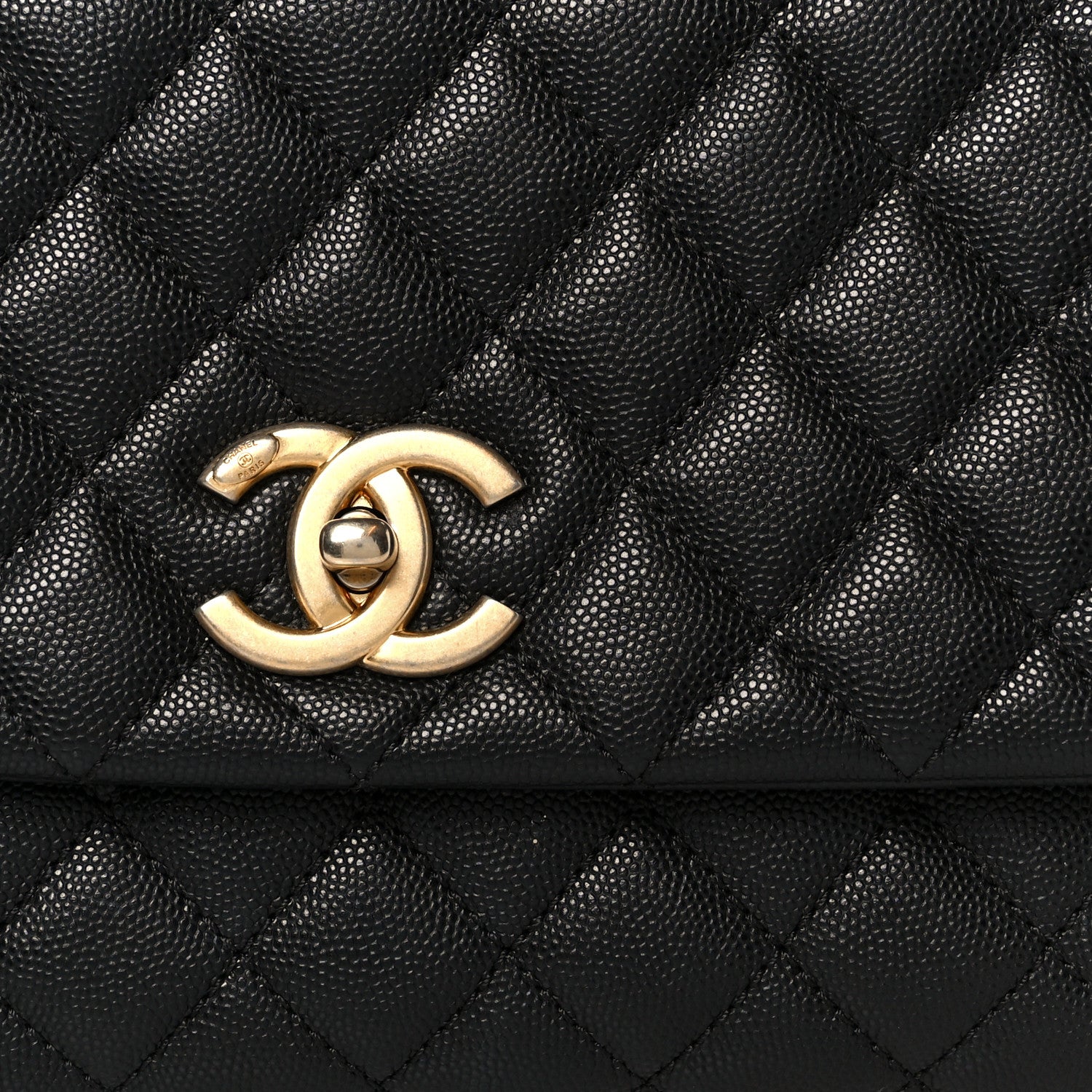 Caviar Quilted Small Coco Handle Flap Black