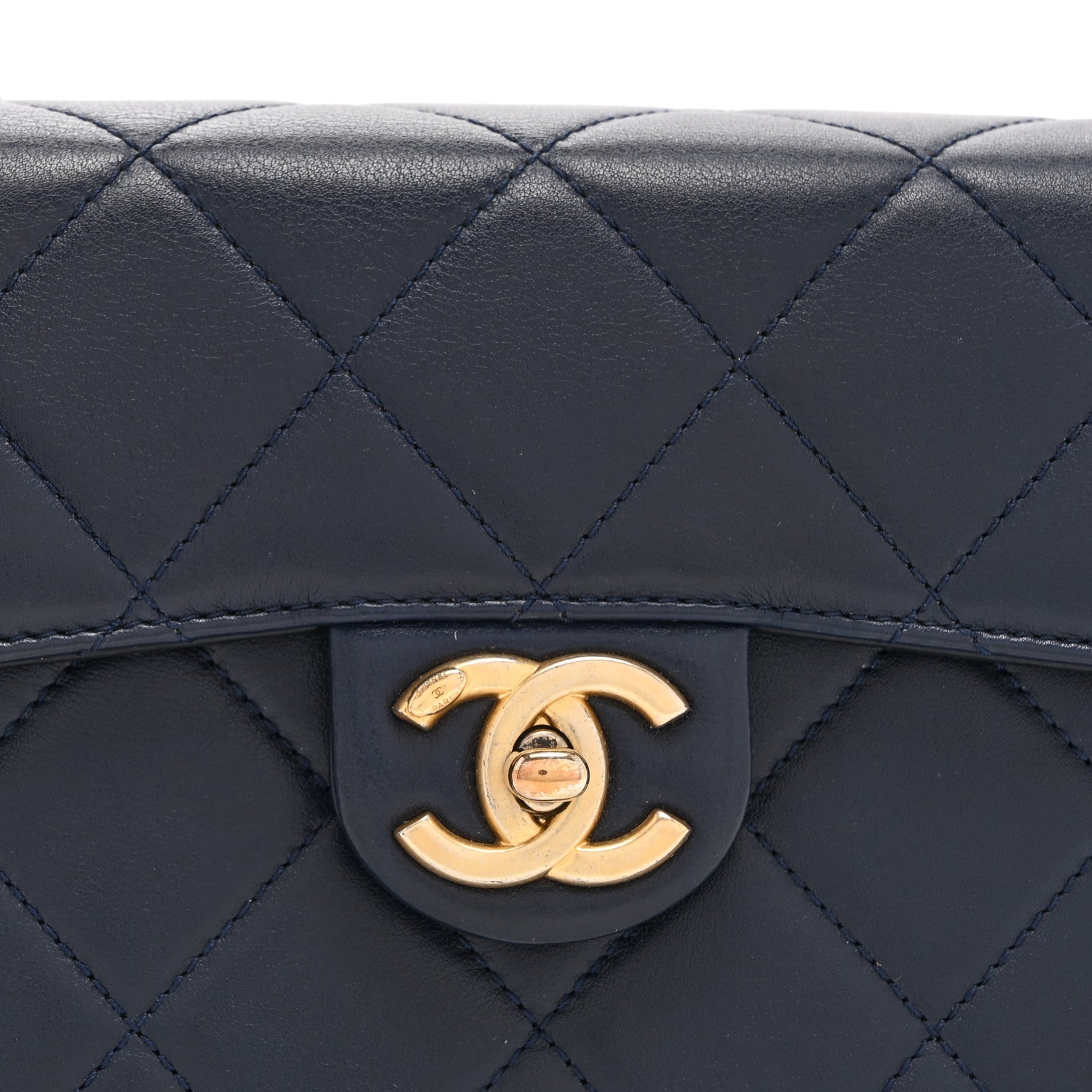 Calfskin Quilted Moon Messenger Navy