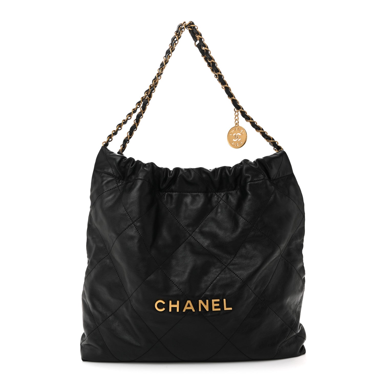 Shiny Calfskin Quilted Chanel 22 Black
