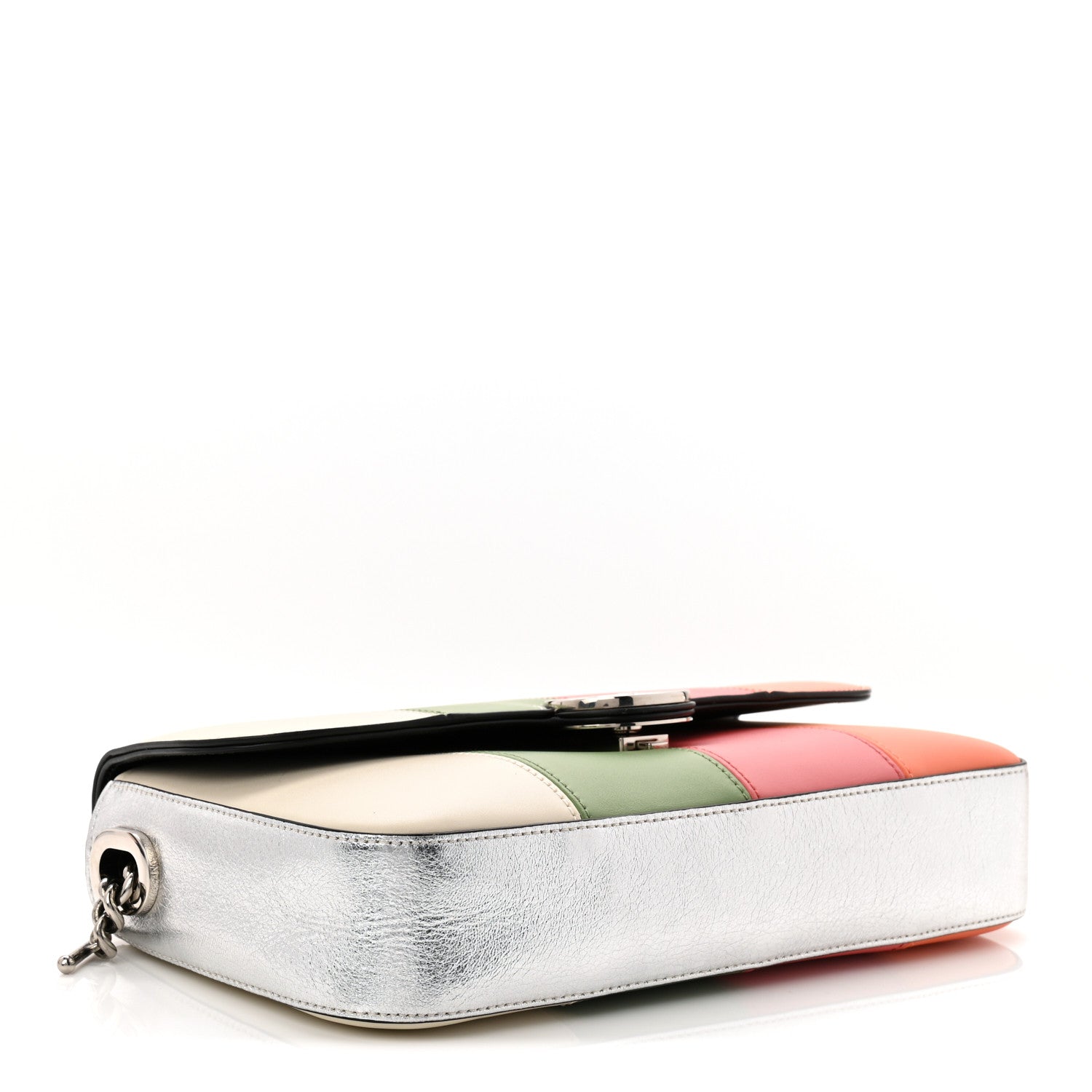 Senna Calfskin Petite GG Top Handle Shoulder Bag Mystic White Silver Multicolor