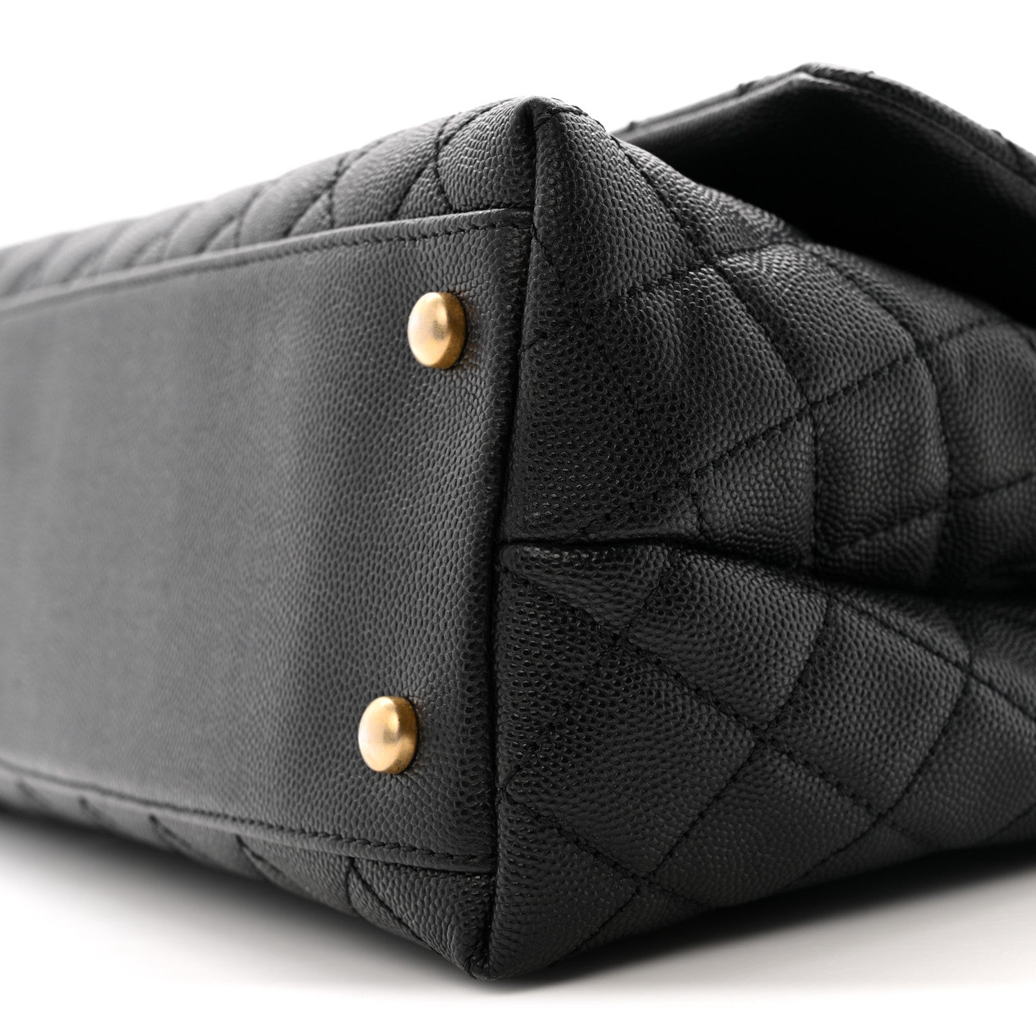 Caviar Quilted Small Coco Handle Flap Black