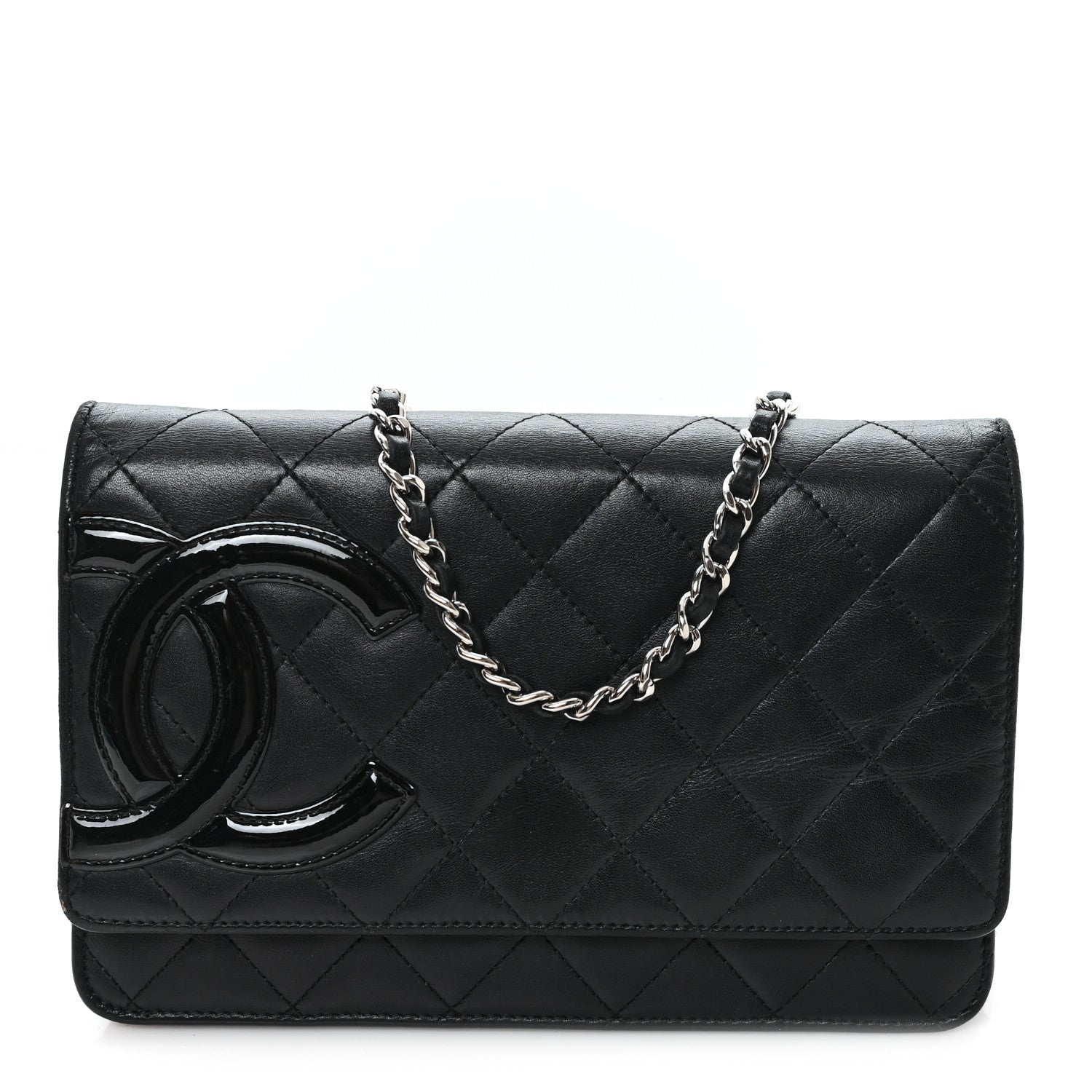 Calfskin Quilted Cambon Wallet on Chain WOC Black