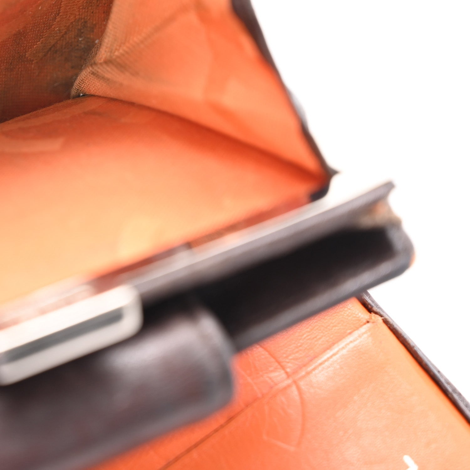 Calfskin Quilted Cambon Bi-fold Wallet Brown