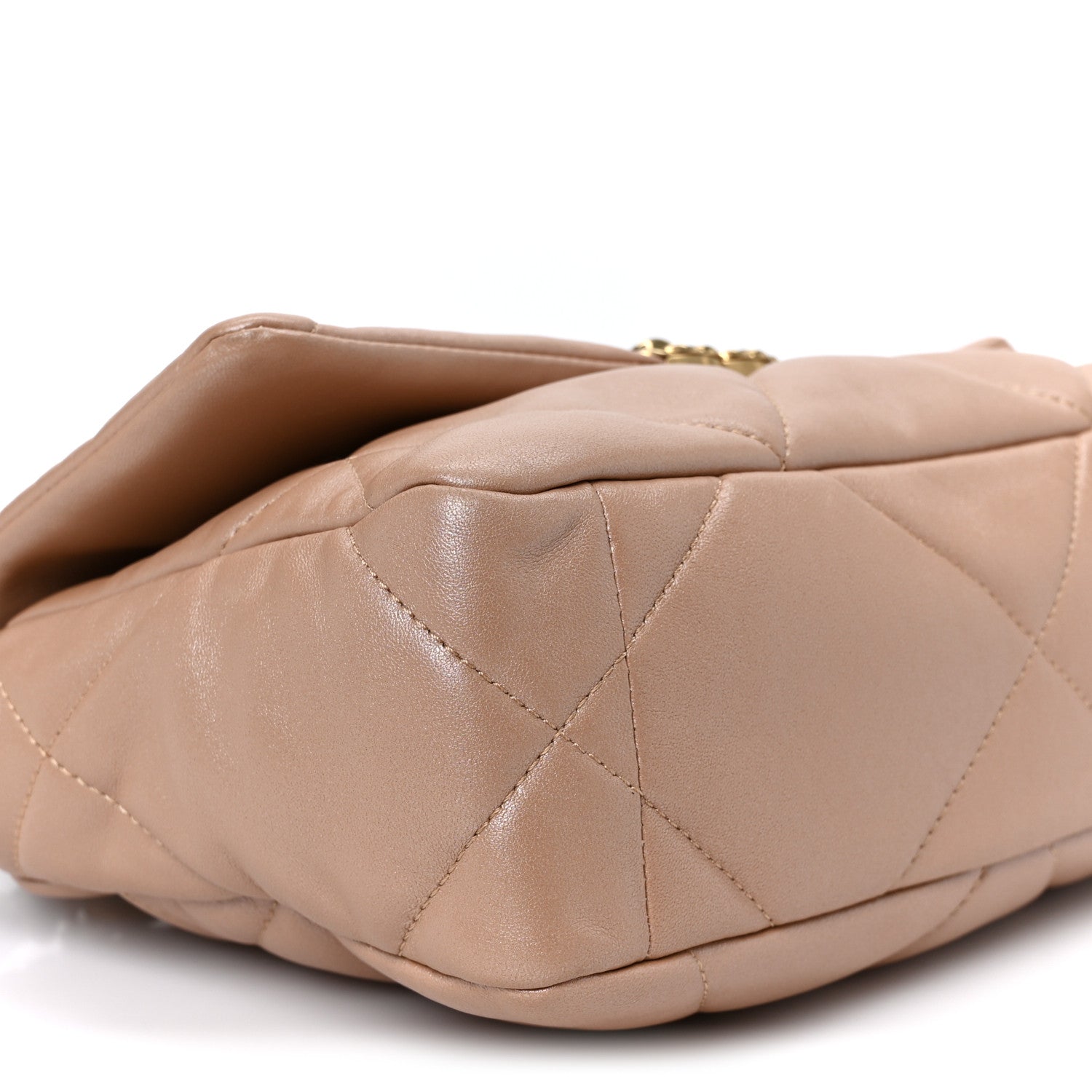 Shiny Lambskin Quilted Medium Chanel 19 Flap Beige