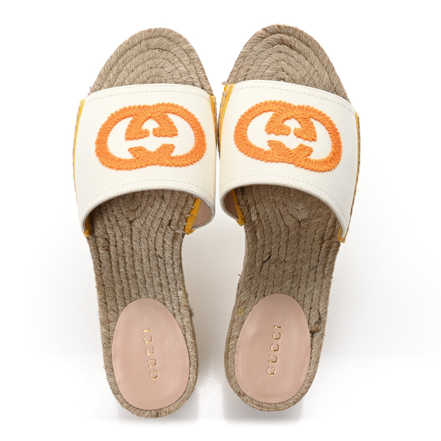 Canvas Interlocking G Espadrille Slide Sandals 36 Mystic White Mais