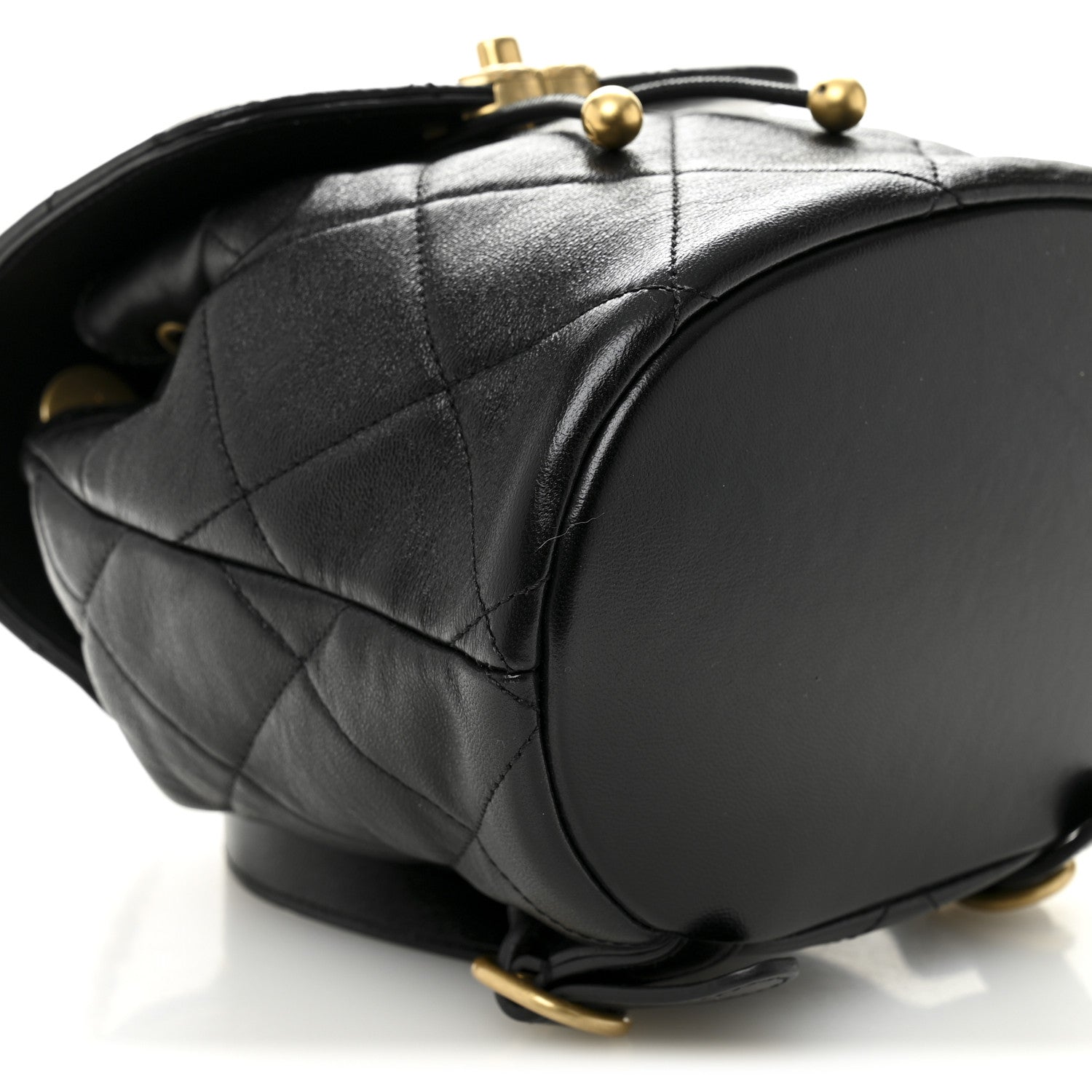 Lambskin Quilted Logo Mini Backpack Black