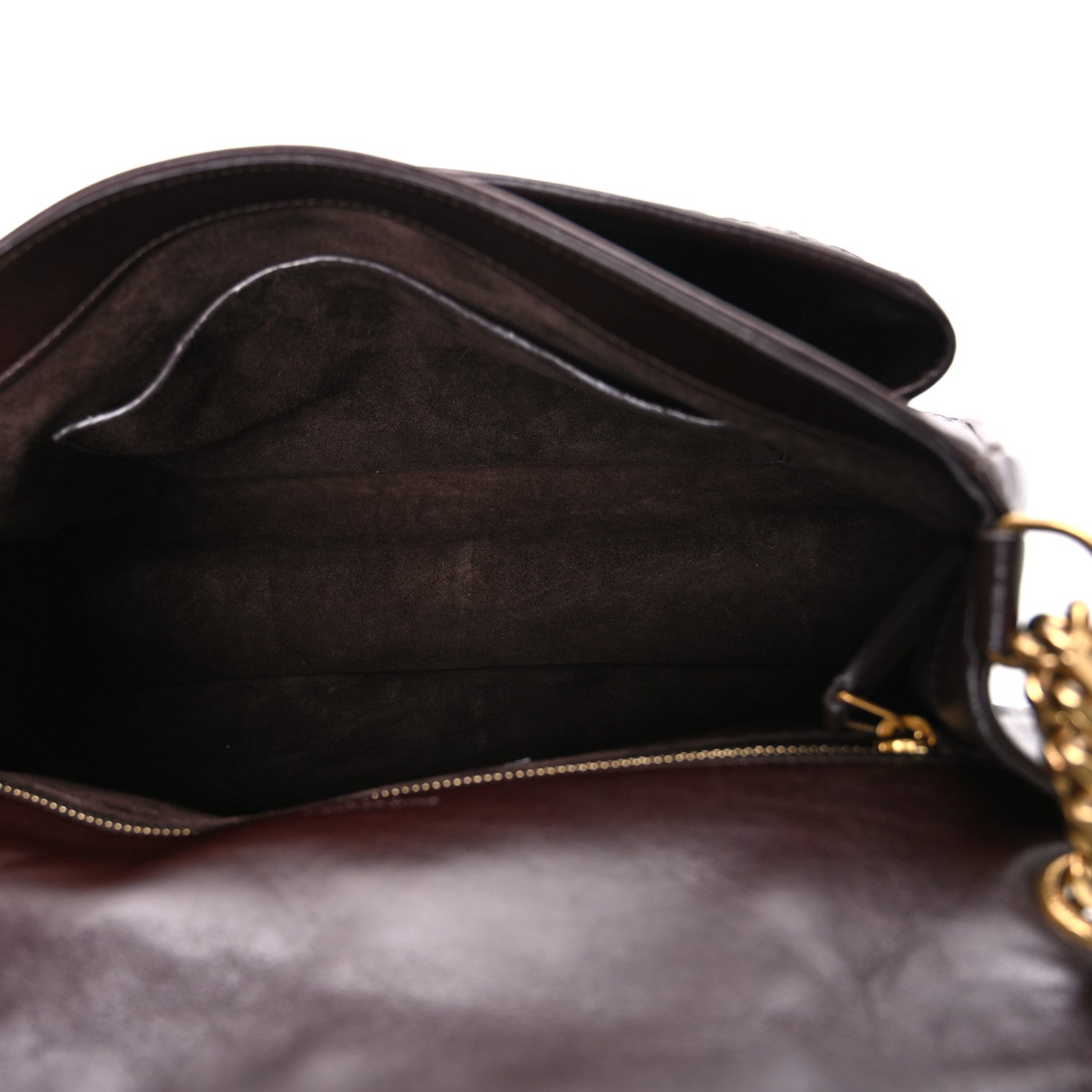 Calfskin Woven Monogram Medium Niki Chain Satchel Burnt Brown