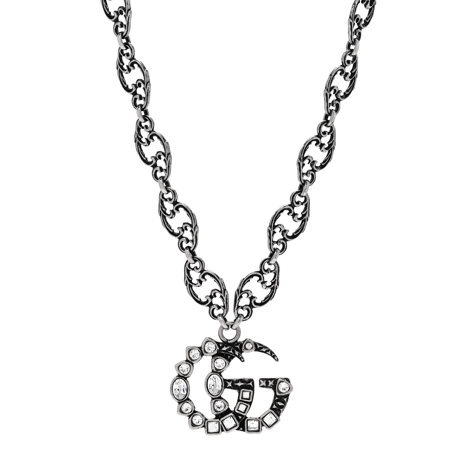 Metal Crystal Marmont Necklace Aged Silver