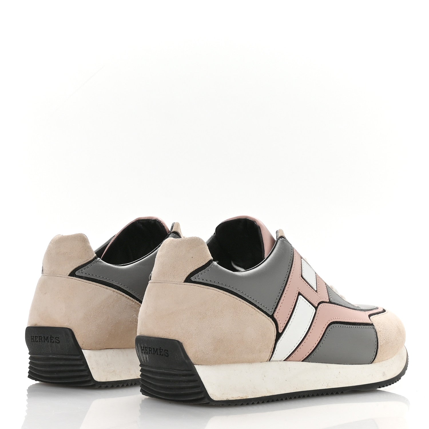 Calfskin Suede Goatskin Womens Chris Sneakers 39.5 Gris D'Hiver