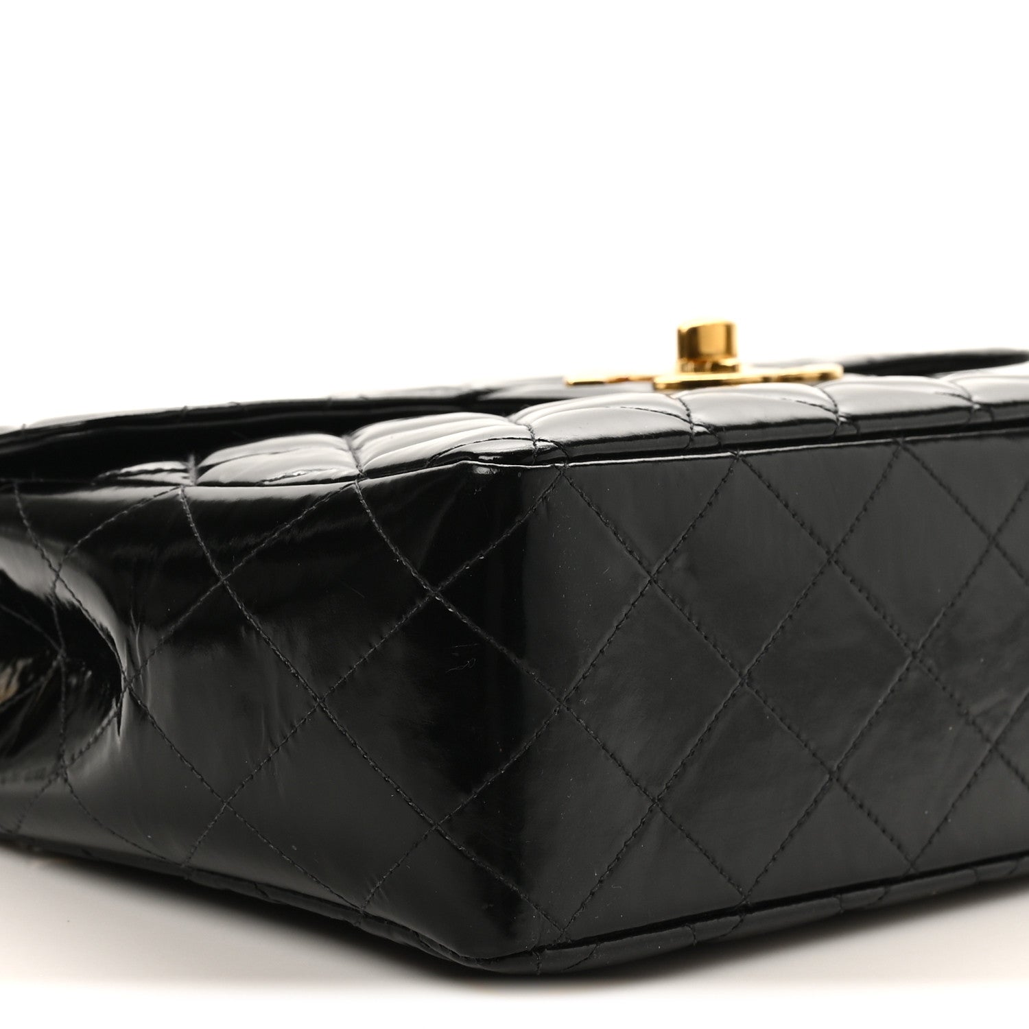 Patent Quilted XL Jumbo Single Flap Black