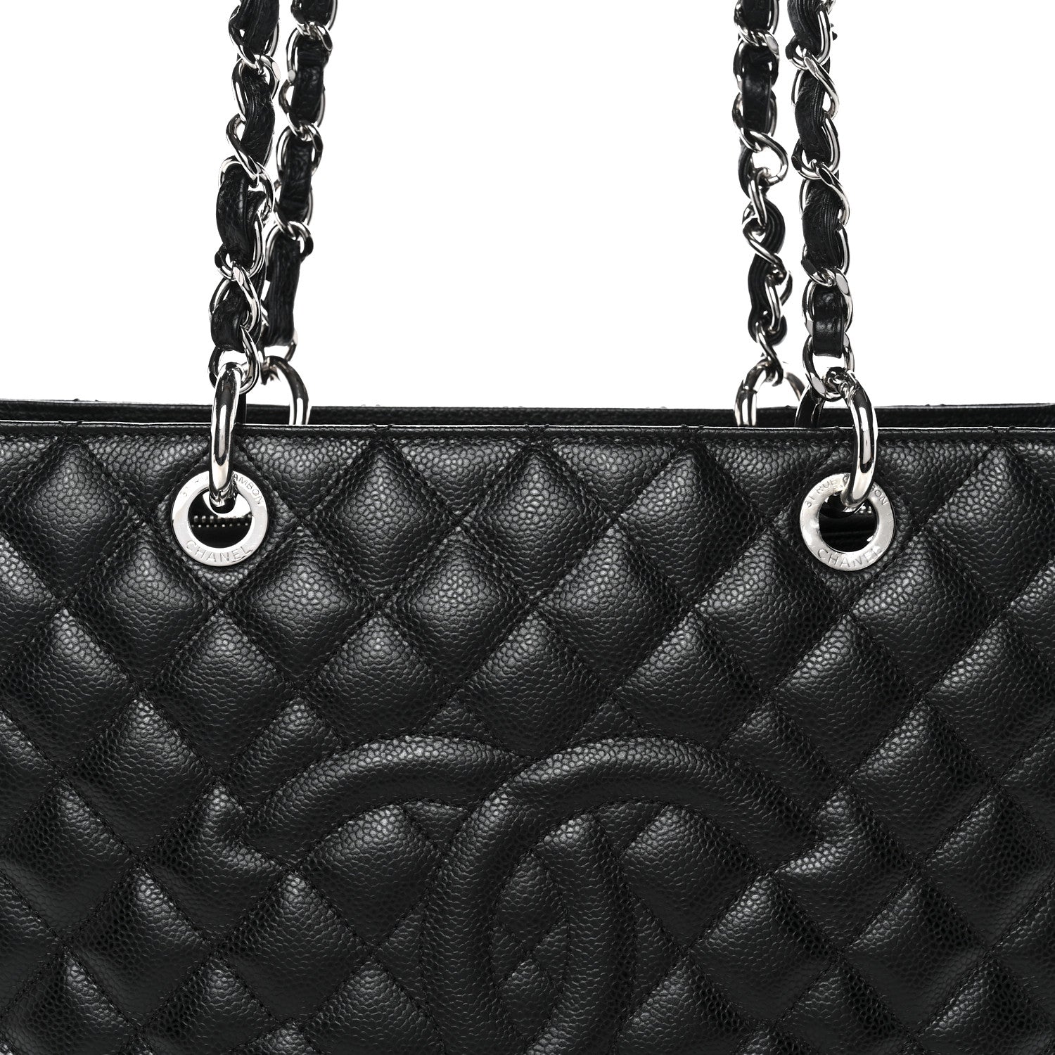 Caviar Quilted Grand Shopping Tote GST Black