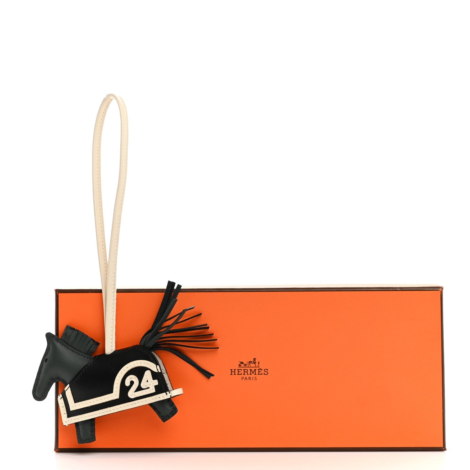 Milo Lambskin Grigri Rodeo 24 Bag Charm PM Vert Mangrove Black Craie