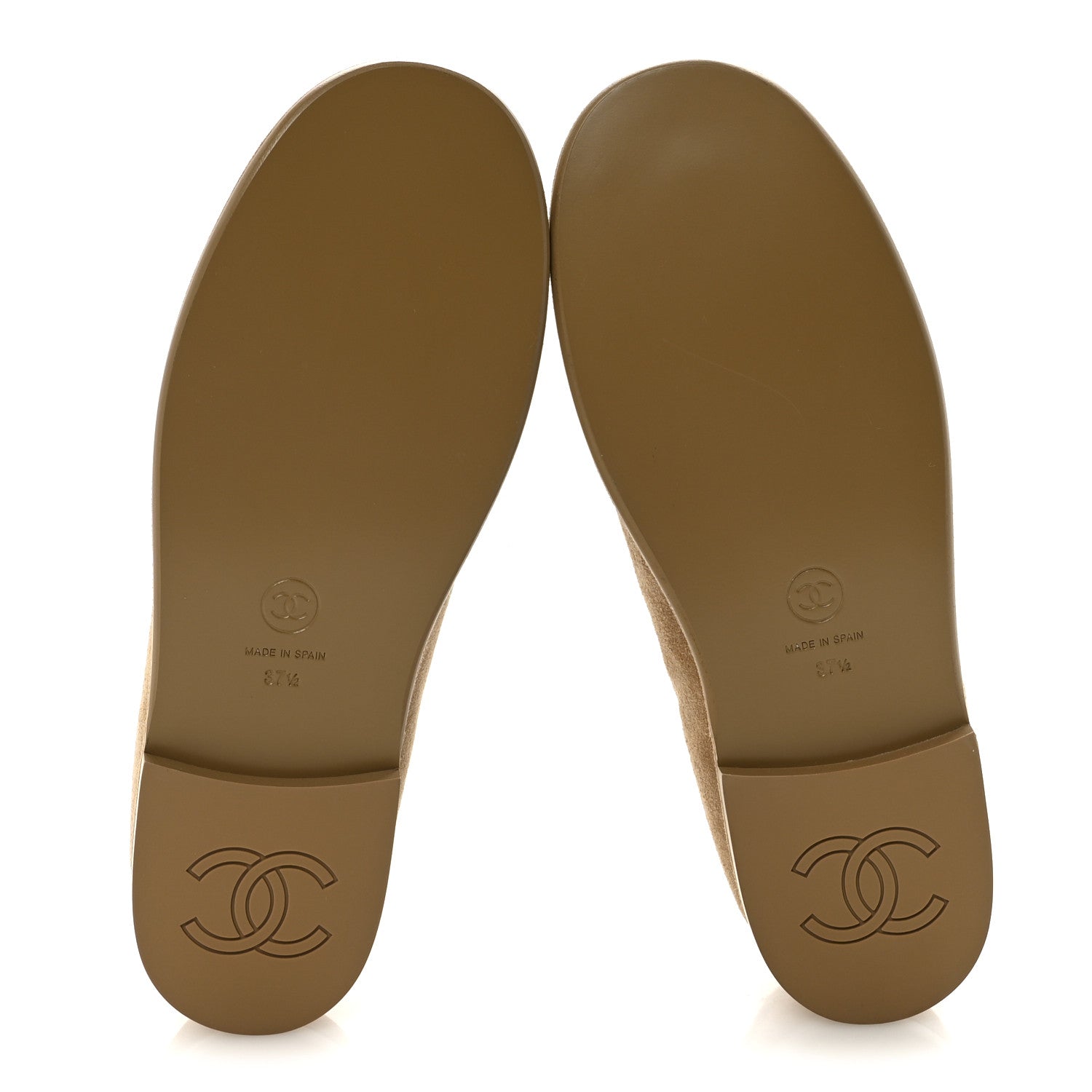 Suede Calfskin CC Loafers 37.5 Dark Beige