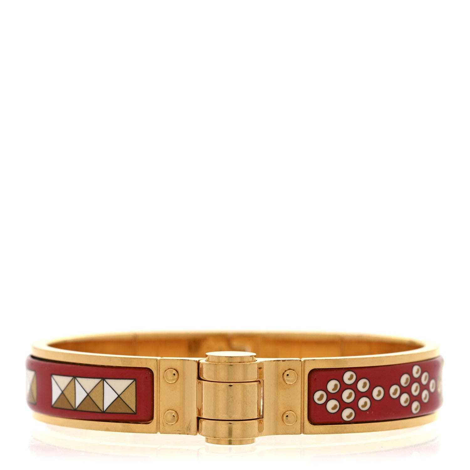 Enamel Printed Narrow Colliers De Chiens Hinged Bracelet M La Vie En Rouge