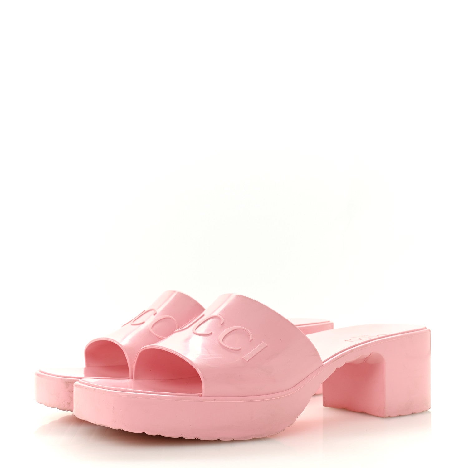 Rubber Gucci Logo Womens Platform 20/60mm Slide Sandals 41 Wild Rose