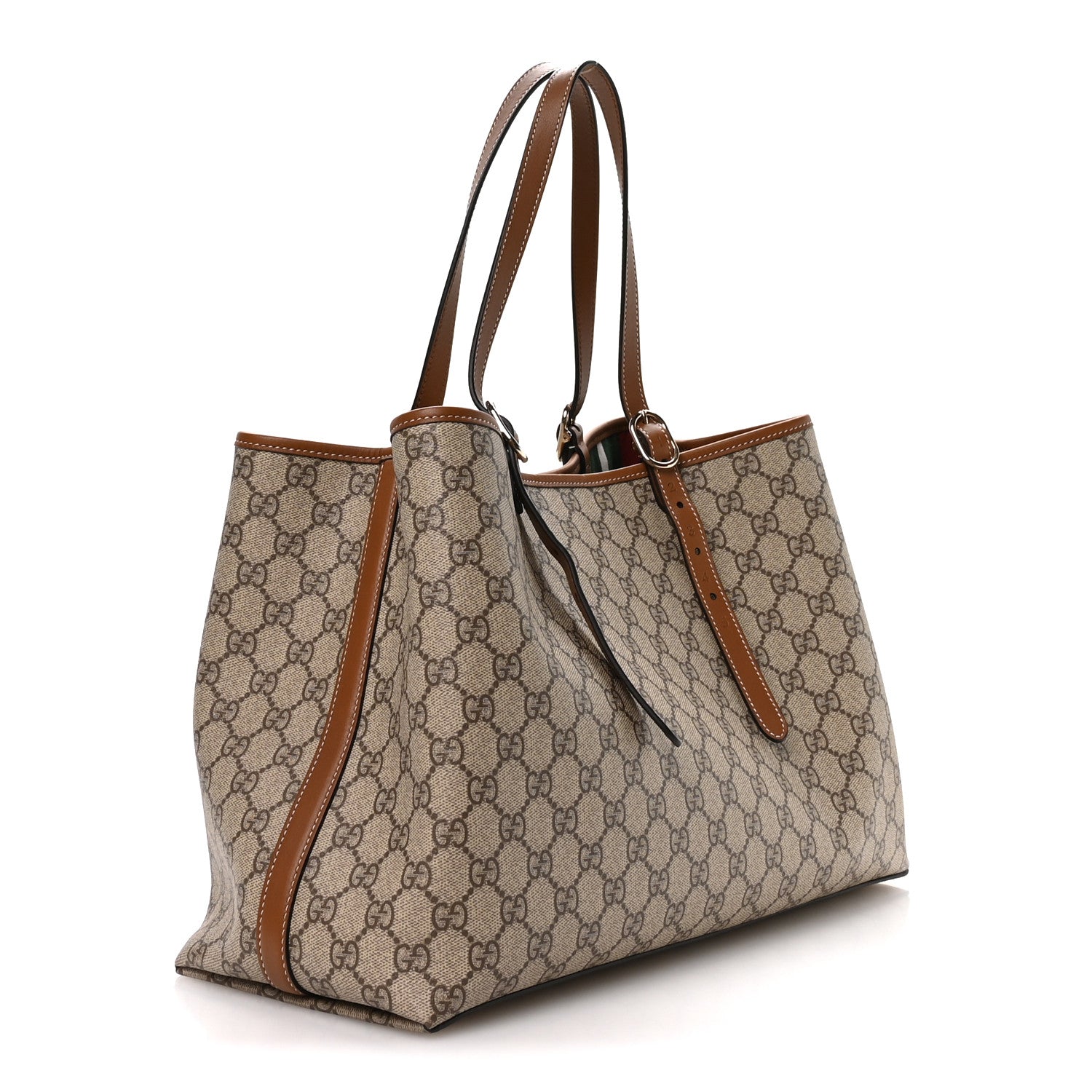 GG Supreme Monogram Emblem Large Tote Bag Beige Ebony Sundial