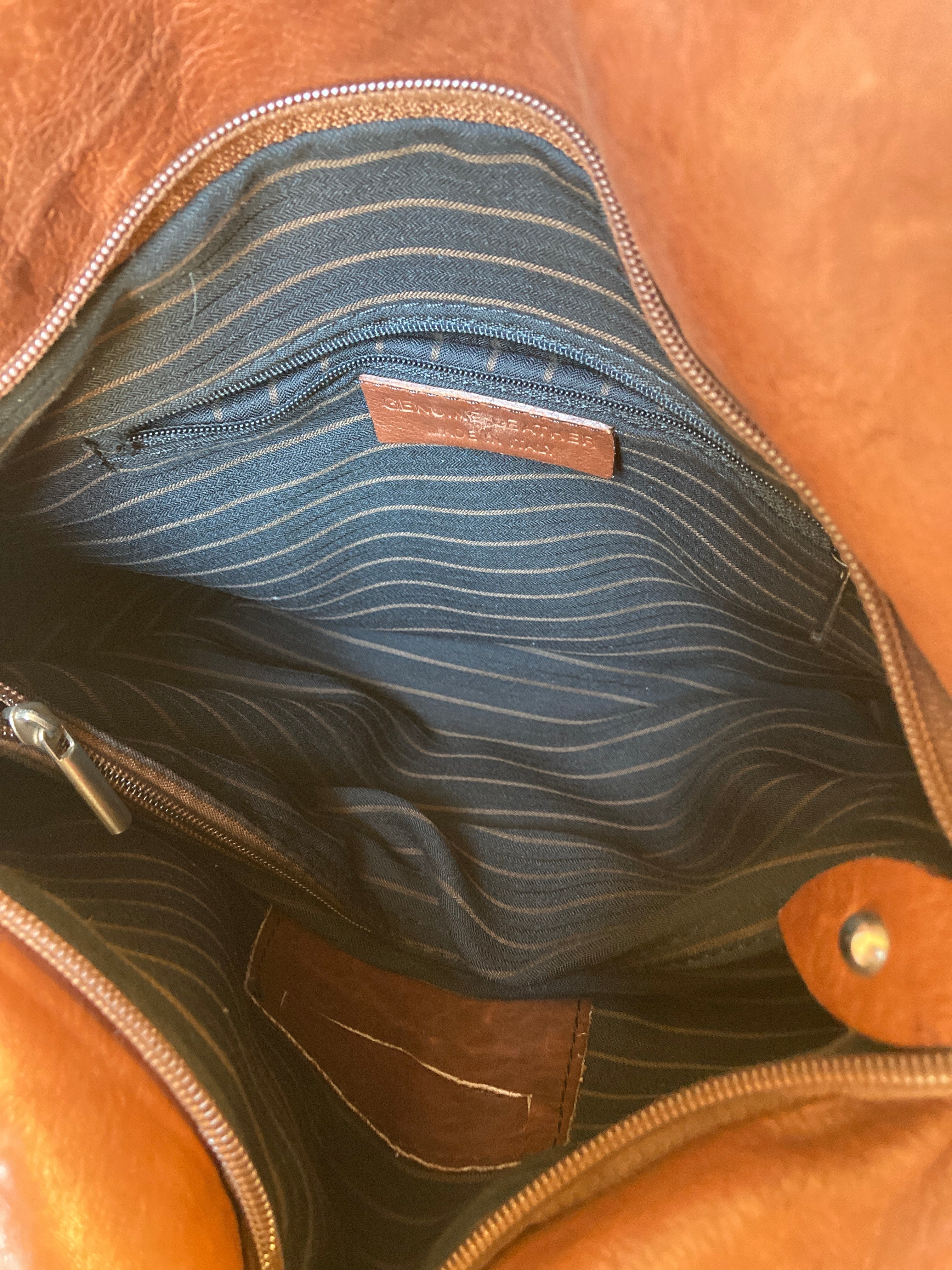 Handbag Leather In Brown, Size:Medium