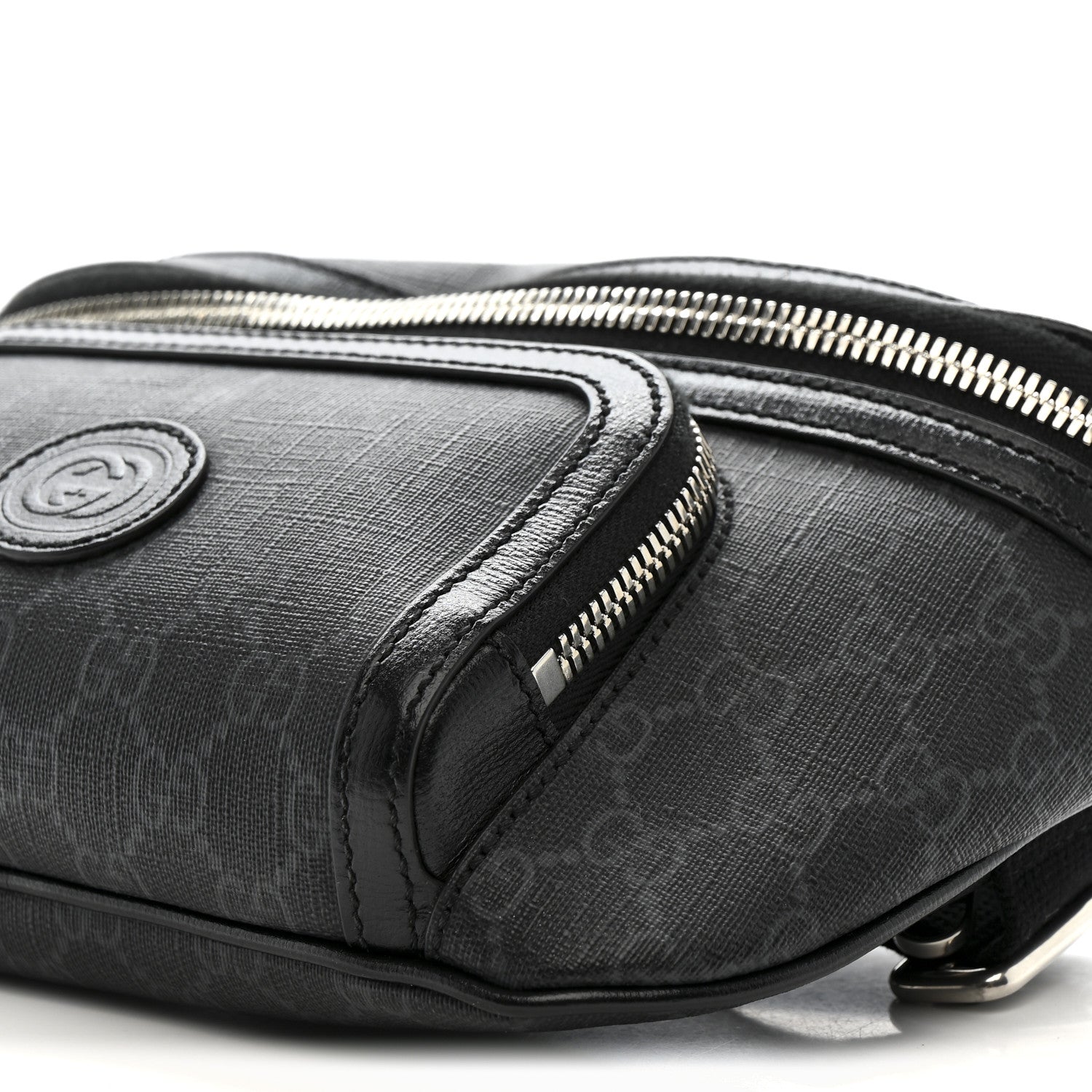 GG Supreme Monogram Textured Calfskin Retro Interlocking G Belt Bag Black