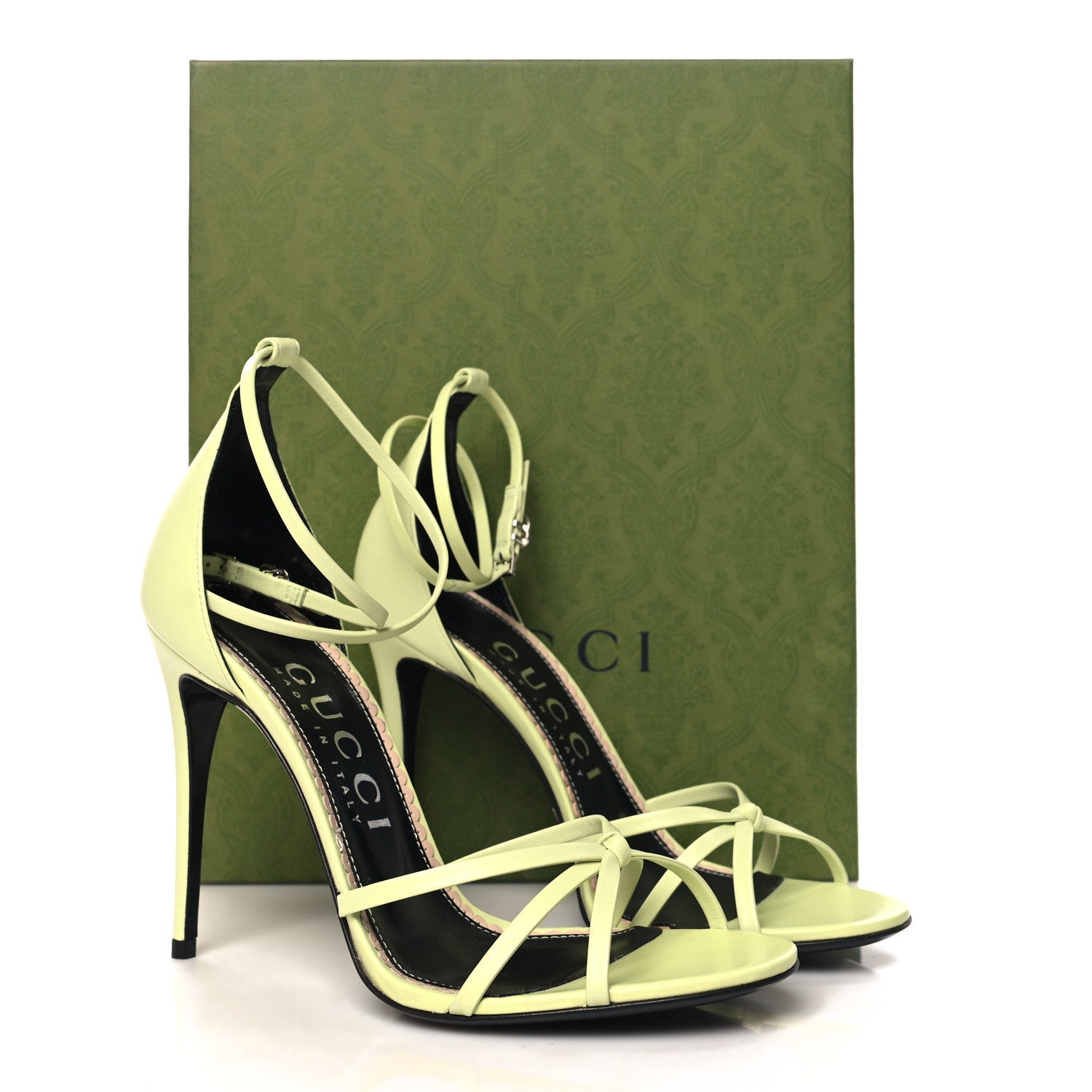 Nappa Charlotte GG Ankle Strap High Heel Sandals 39 Pistachio Green