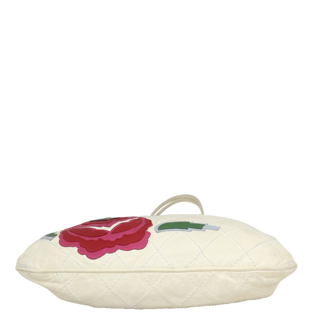 Chanel Quilted Rose Applique Hobo | Cream Lambskin