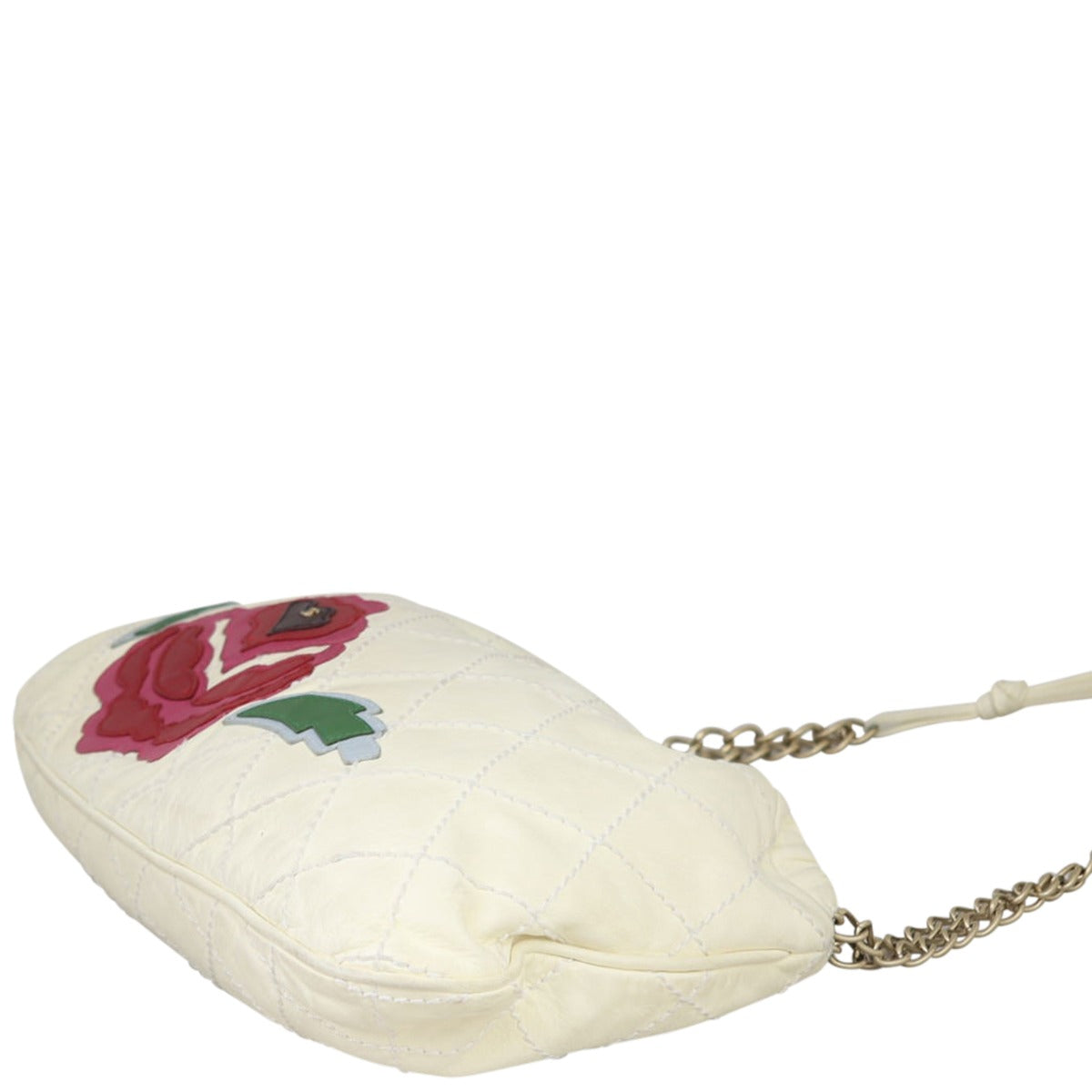 Chanel Quilted Rose Applique Hobo | Cream Lambskin