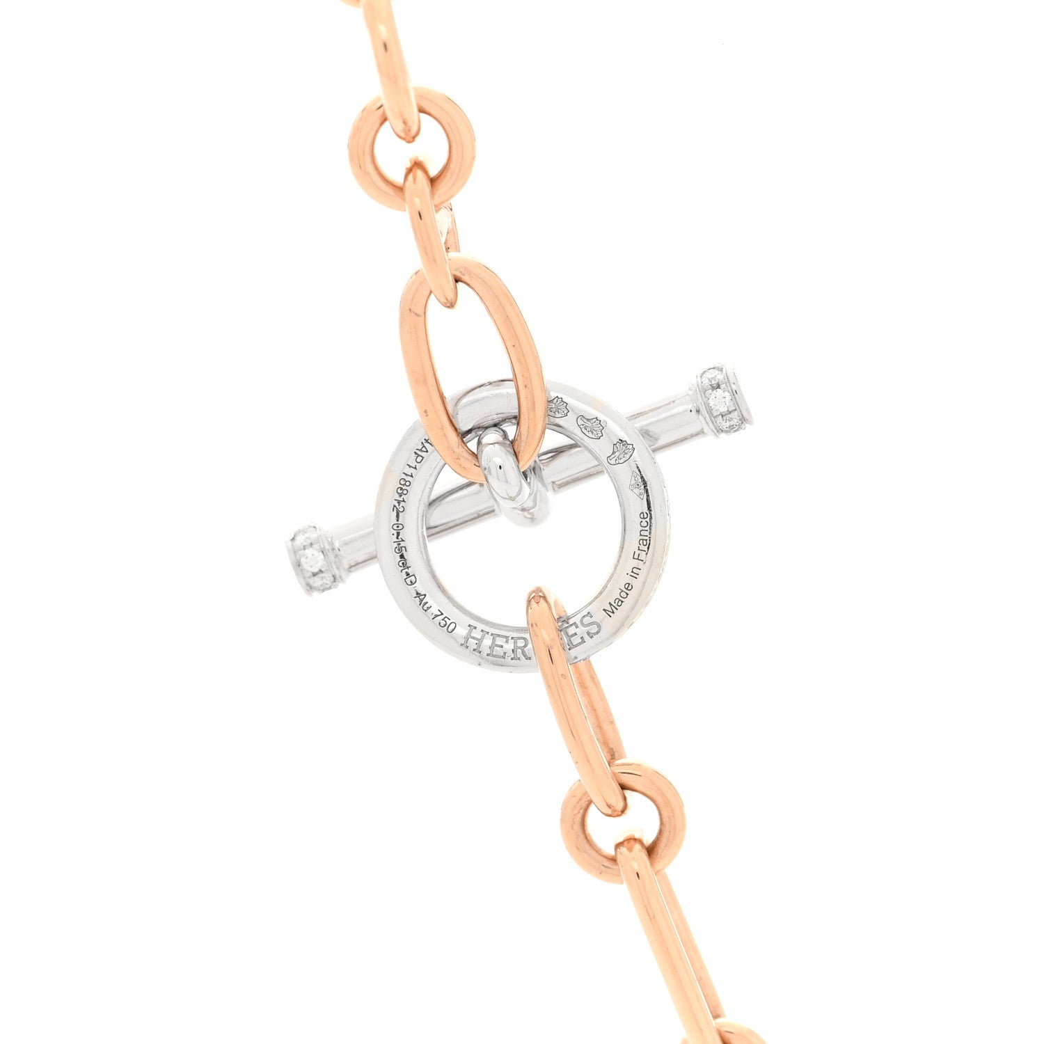 18K Rose White Gold Diamond Precieux Birkin Long Necklace