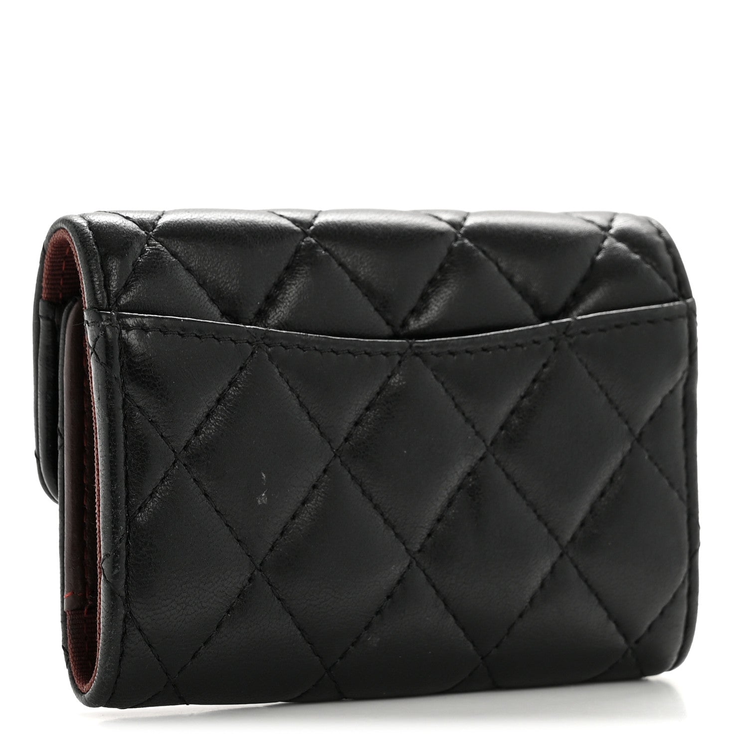 Lambskin Quilted Classic 4 Key Holder Wallet Black